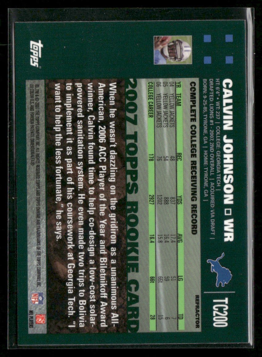 2007 Topps Chrome Calvin Johnson TC200 Refractor RCSports Cards