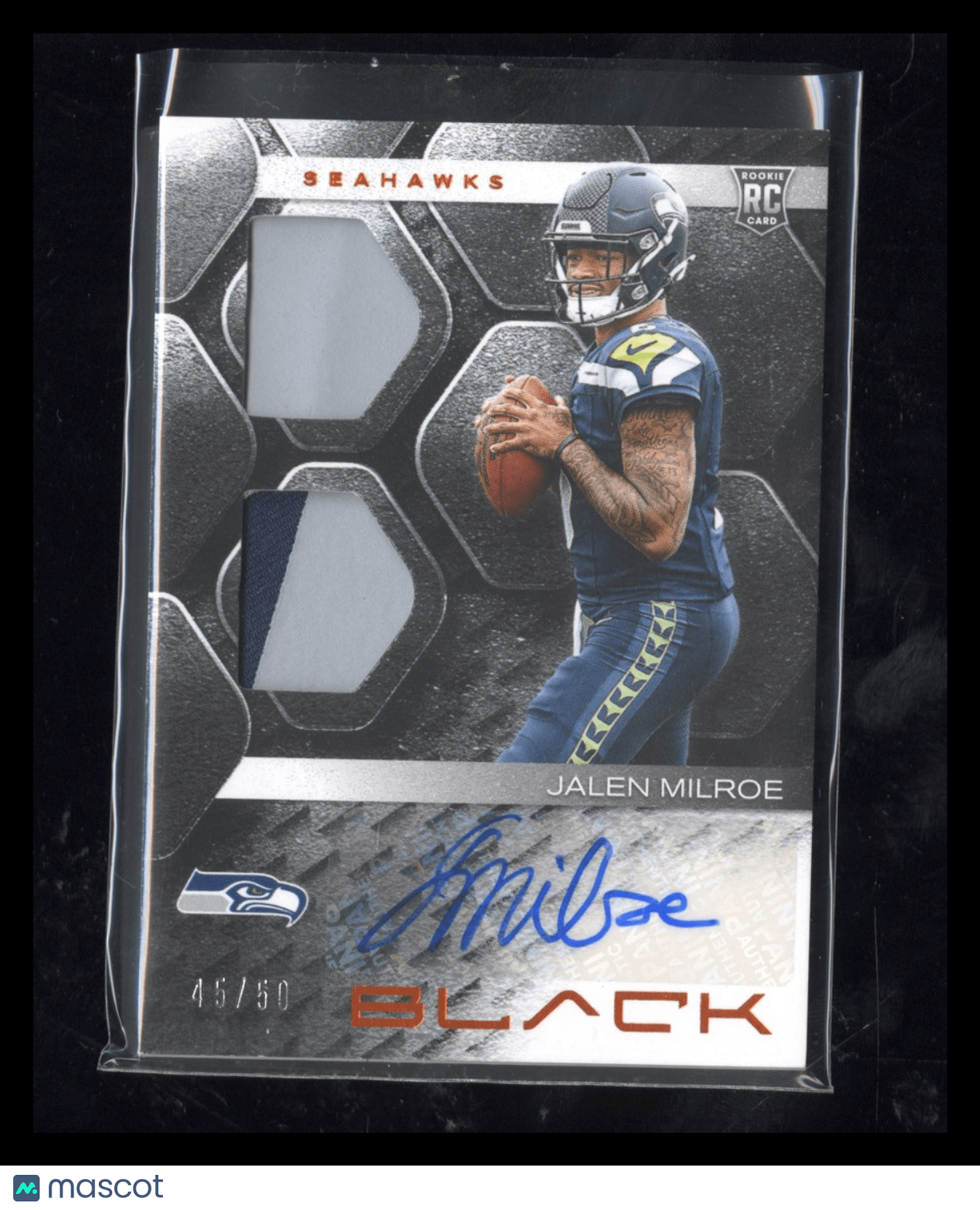 2025 Panini Black Jalen Milroe RSM - JME Dual Patch RC Rookie Auto Citrine 45/50Sports Cards