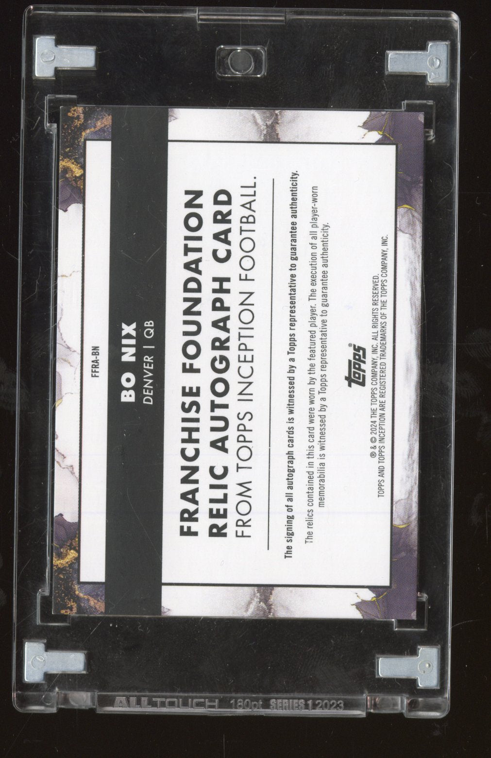 2024 Topps Inception Bo Nix FRA - BA Gold Auto RC RelicSports Cards
