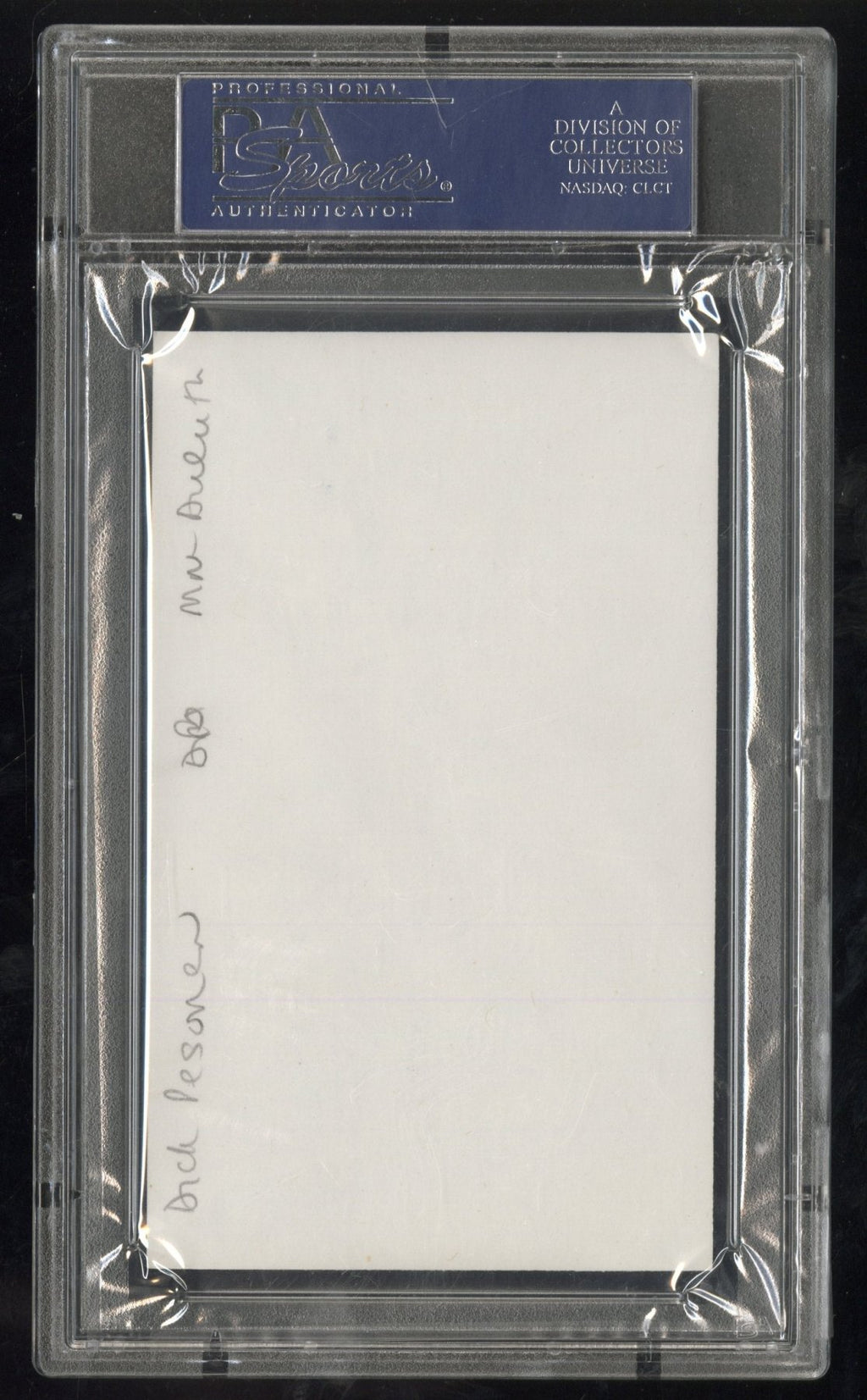 Dick Pesonen Hand Signed Index Card Beating Mike Ditka Inscription PSA DNAGraded Sports Cards