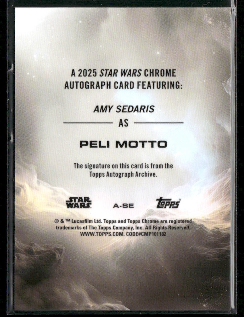 2025 Topps Chrome Star Wars Peli Motto/Amy Sedaris Blue Auto 135/150 A - SENon - Sports Cards