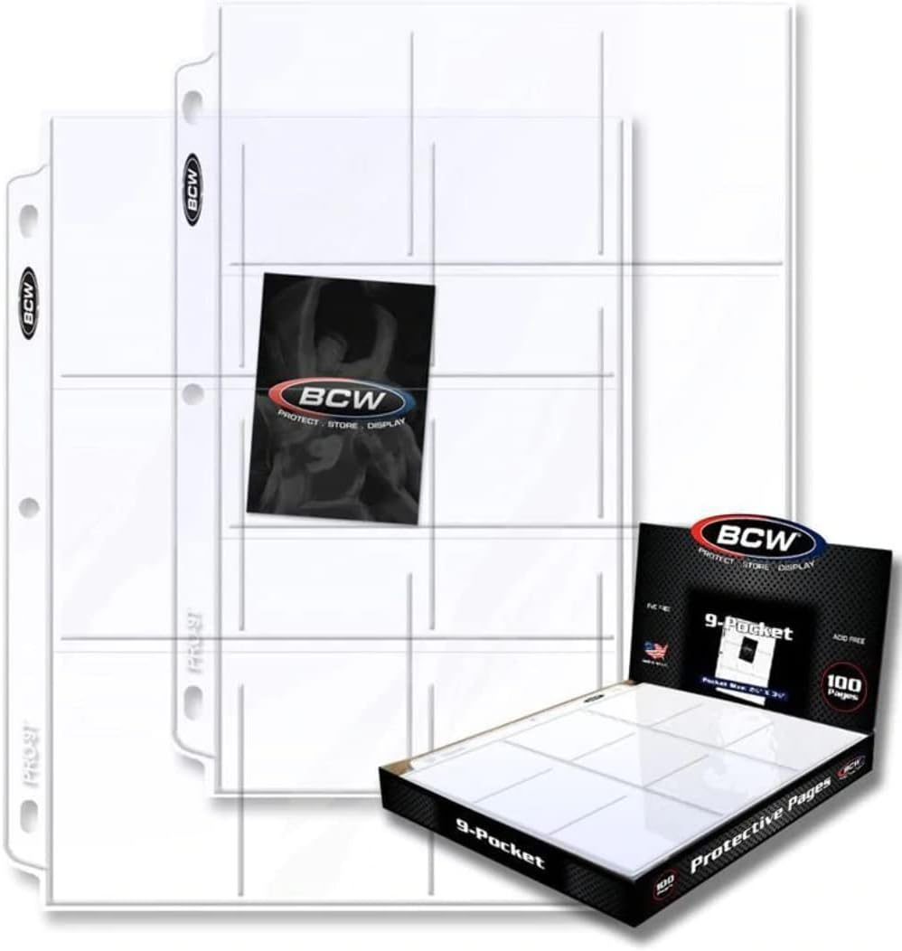 9 - Pocket Trading Card Binder Pages 100 Pack | BCW Protective Sheets
