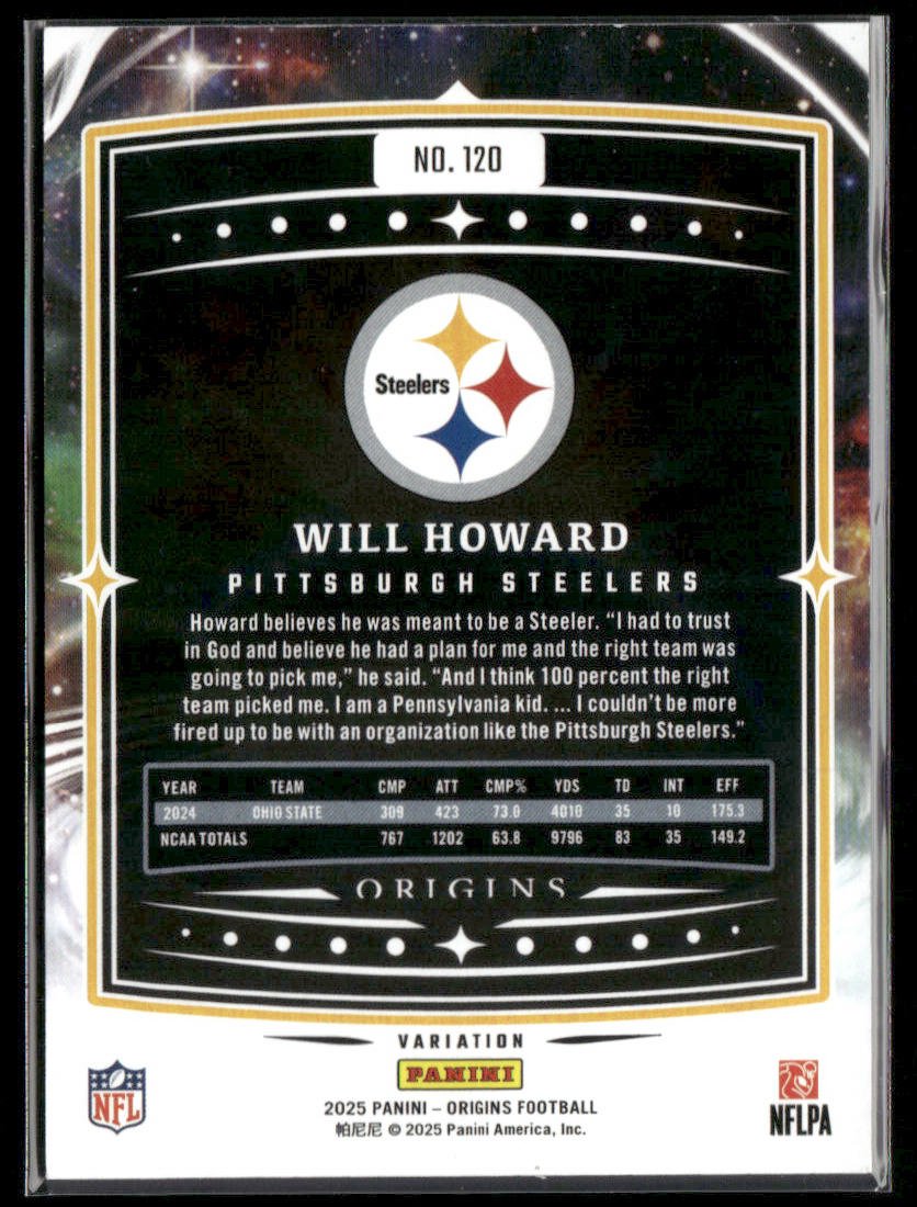 2025 Panini Origins Football Will Howard 120 Variation RC RookieSports Cards