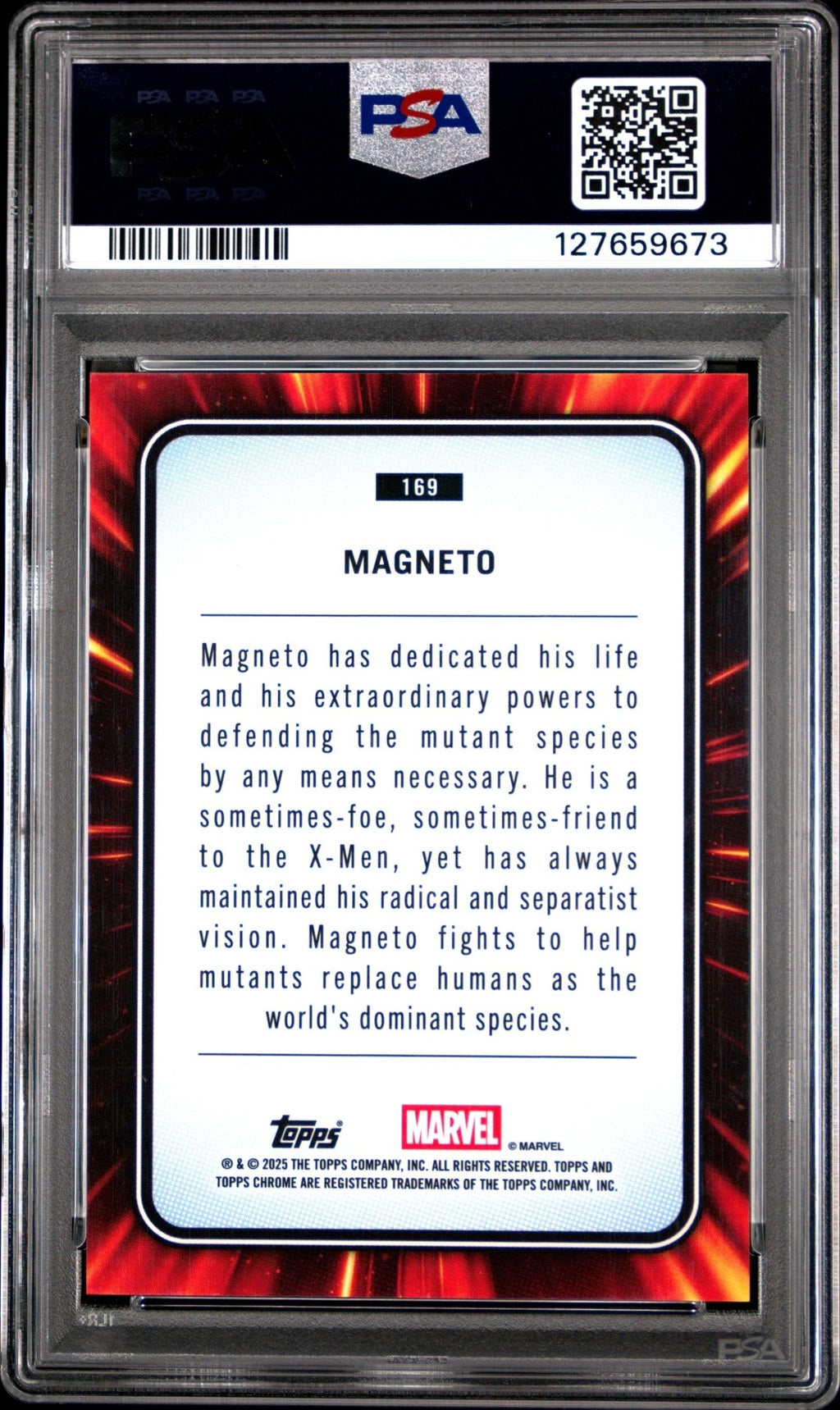 2025 Topps Chrome Marvel Magneto 23/25 Orange Lava Refractor 169 PSA 7Graded Non - Sports Cards