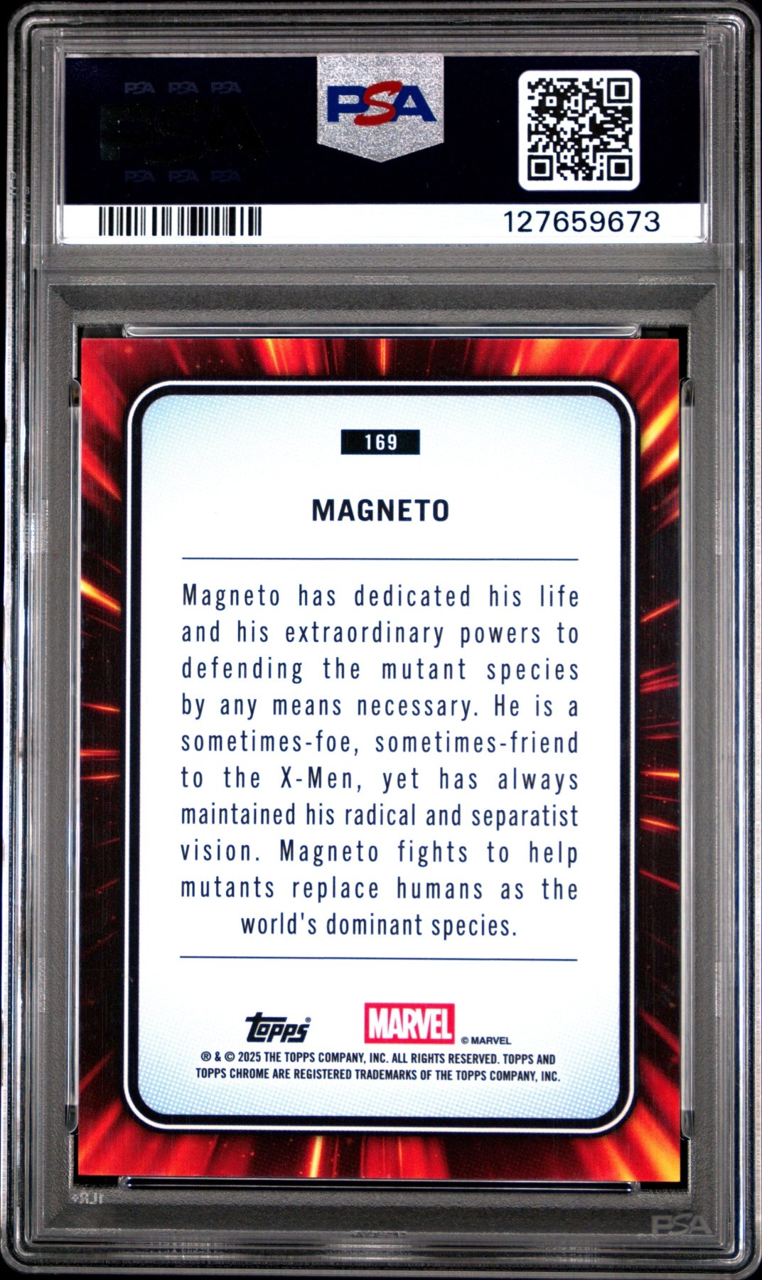 2025 Topps Chrome Marvel Magneto 23/25 Orange Lava Refractor 169 PSA 7Graded Non - Sports Cards