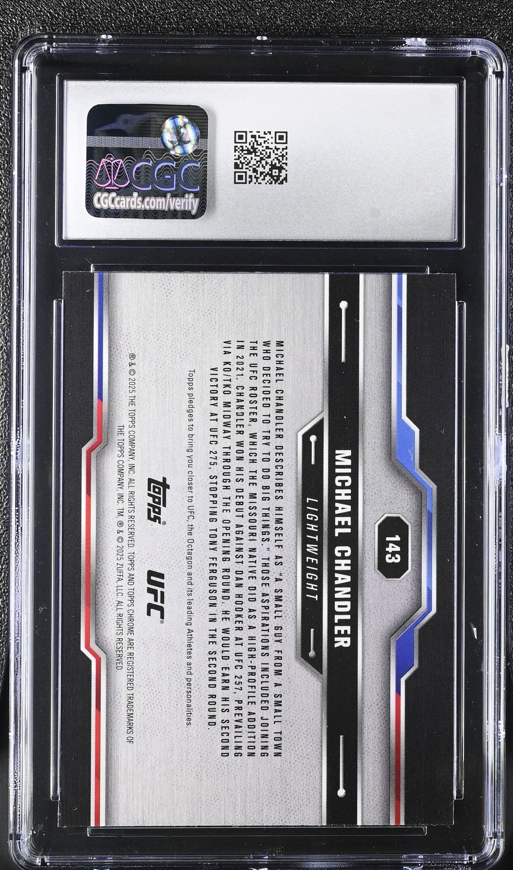2025 Topps Chrome Sapphire UFC Michael Chandler 143 Green 59/75 CGC 10Graded Sports Cards