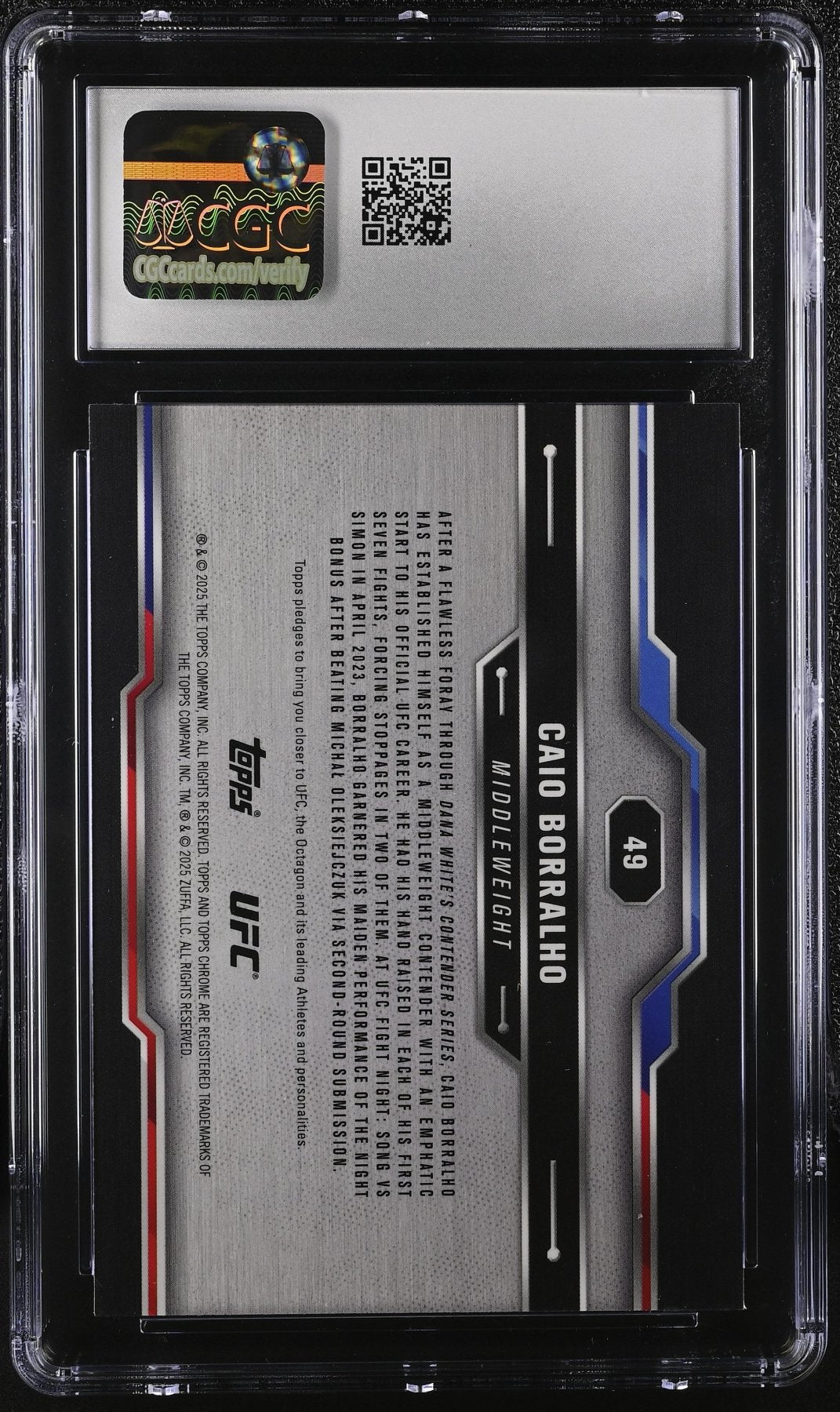 2025 Topps Chrome Sapphire UFC Caio Borralho 49 CGC 10Graded Sports Cards