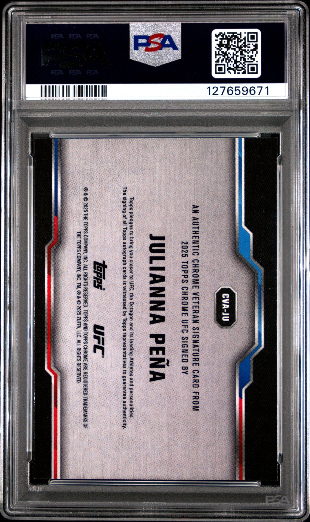 2025 Topps Chrome UFC Julianna Pena CVA - JU Veteran Auto PSA 9Graded Sports Cards