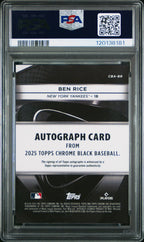 2025 Topps Chrome Black Auto Ben Rice CBA - BR Blue RC Rookie 089/150 PSA 9Graded Sports Cards