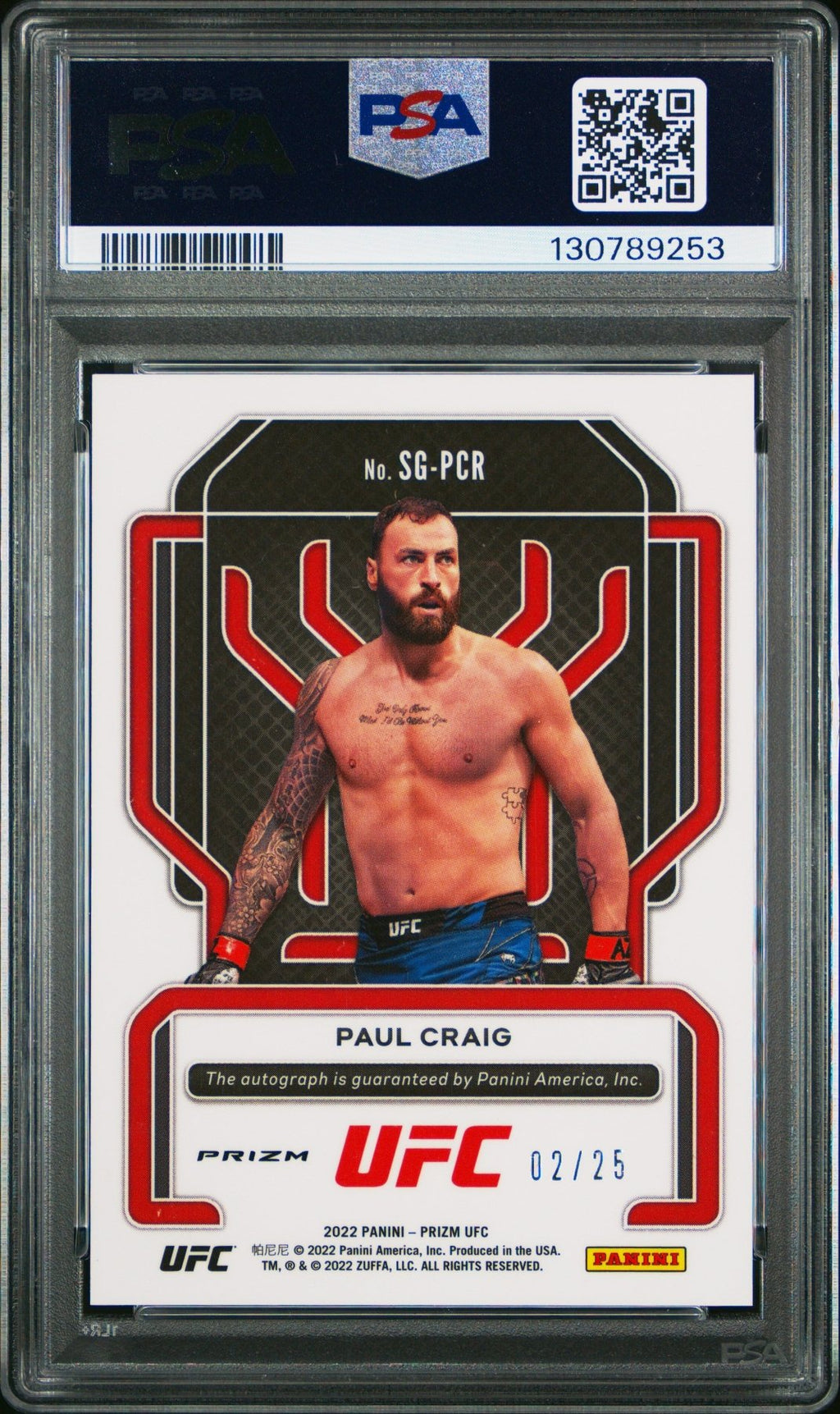 2022 Panini Prizm UFC Signatures Paul Craig SG - PCR Mojo Prizm 02/25 Auto PSA 10Graded Sports Cards