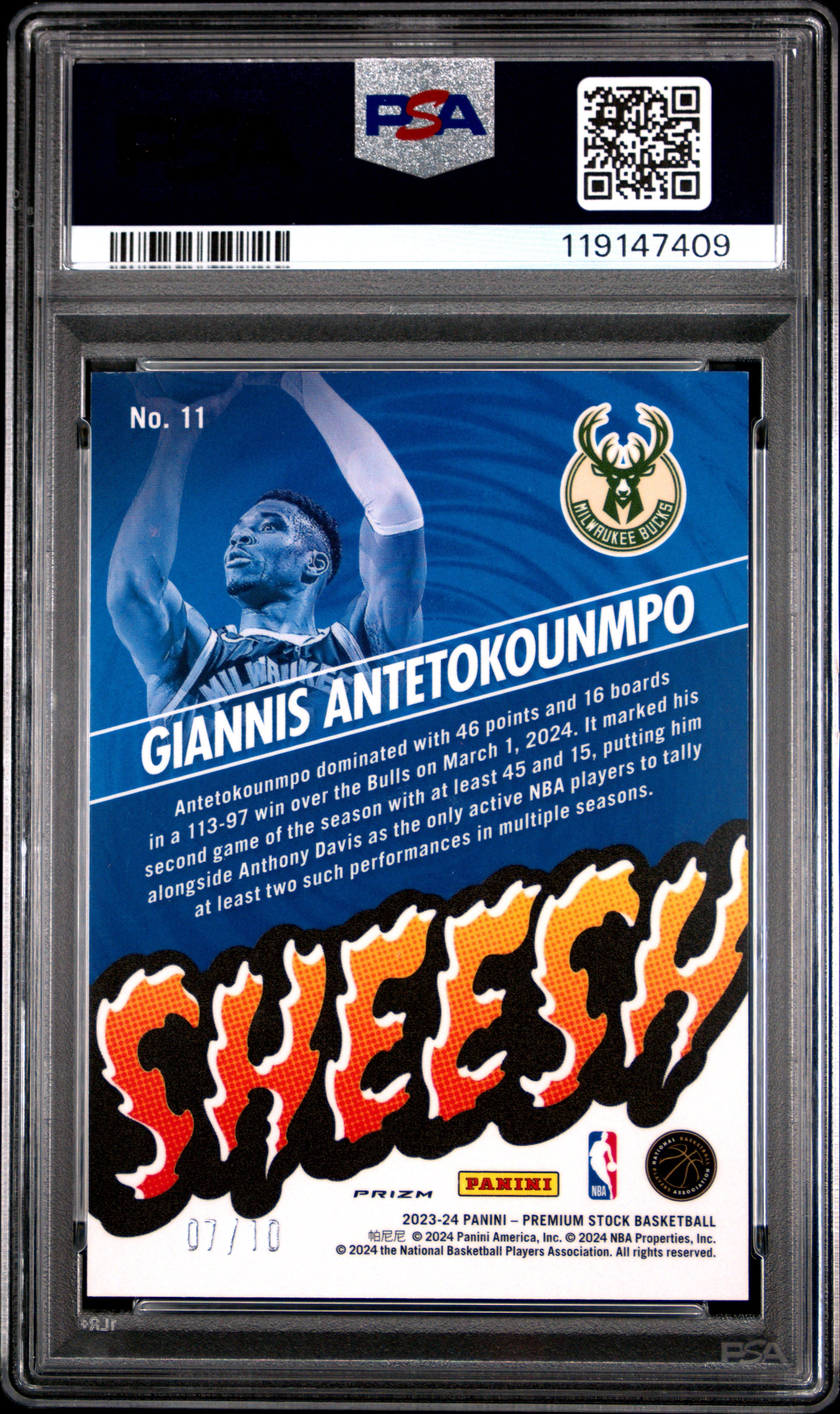 2023-24 NBA Hoops Premium Stock Sheesh Giannis Antetokounmpo Gold /10 PSA 10