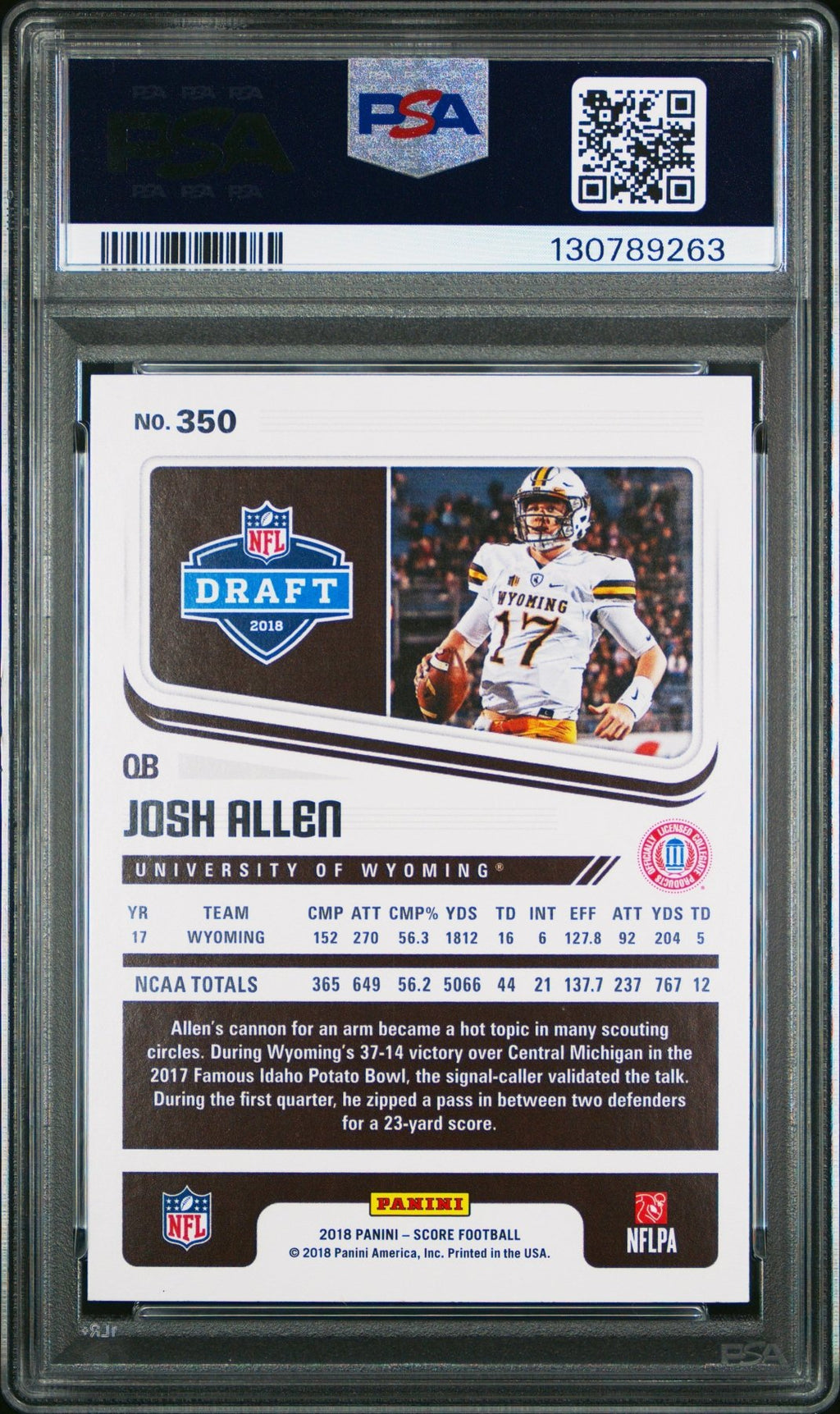 2018 Panini Score Josh Allen 350 RC Rookie PSA 9Graded Sports Cards