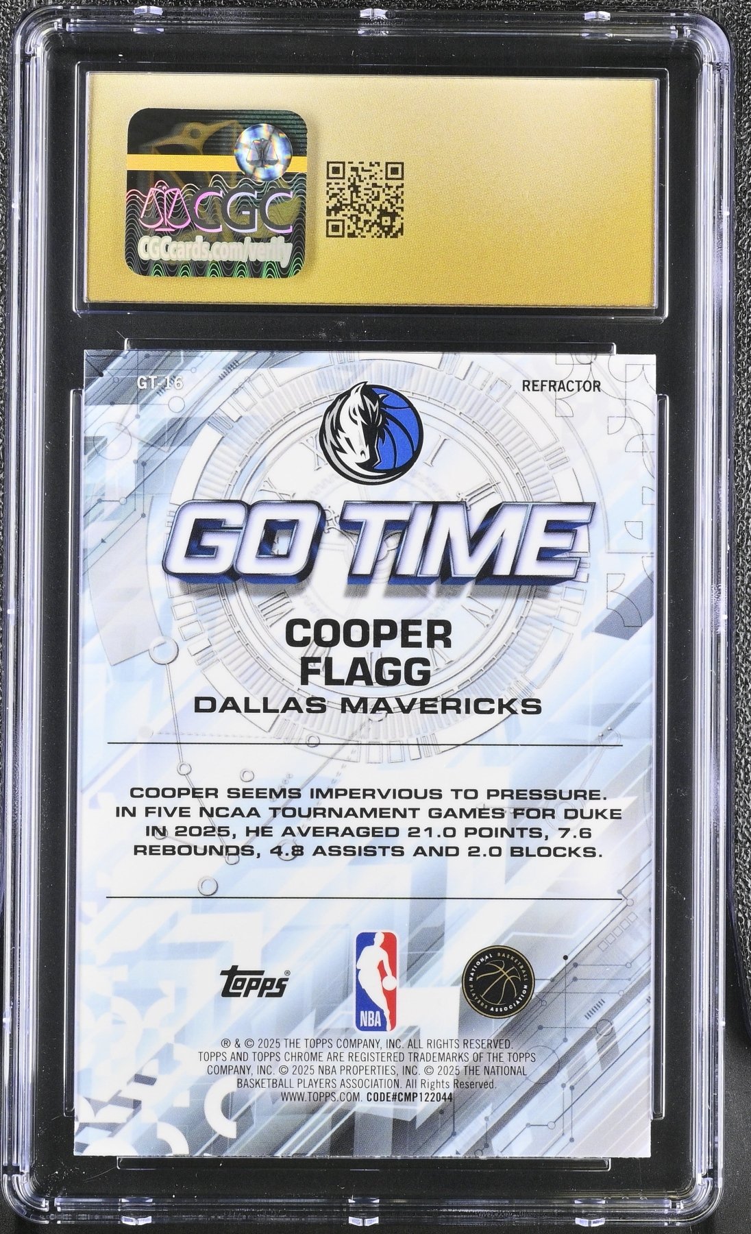 2025-26 Topps Chrome Cooper Flagg Refractor Go Time CGC PRISTINE 10 NO HIGHER Secondary image