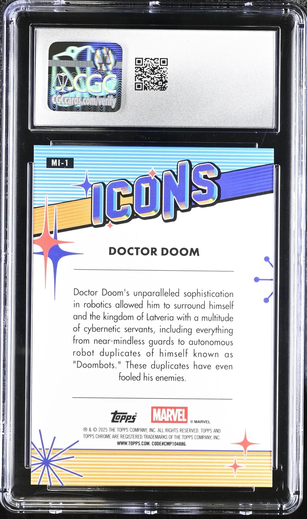 2025 Topps Marvel Chrome Doctor Doom Marvel Icons MI - 1 CGC 10Graded Non - Sports Cards