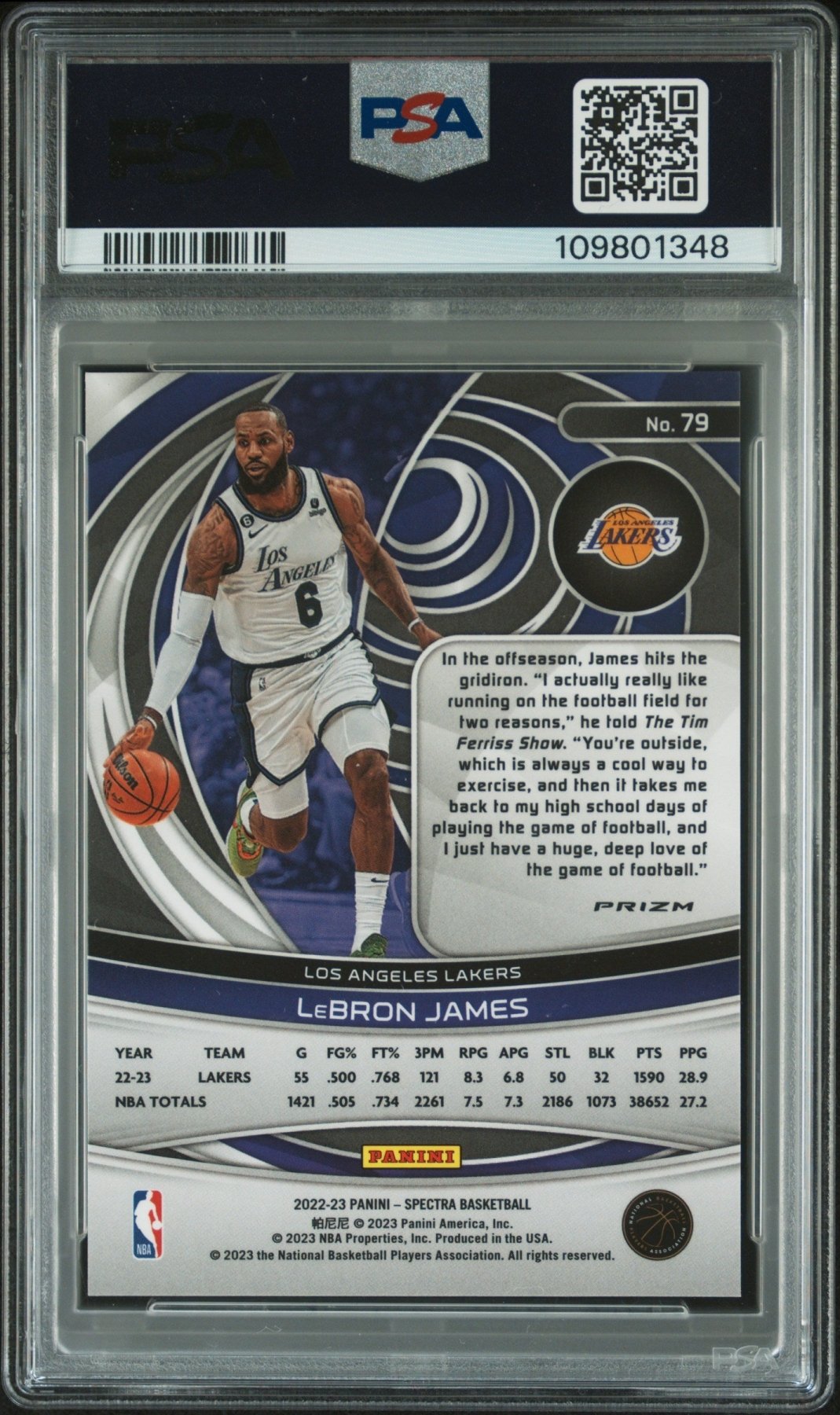 2022-23 Panini Spectra LeBron James #79 Asia PSA 9 Secondary image