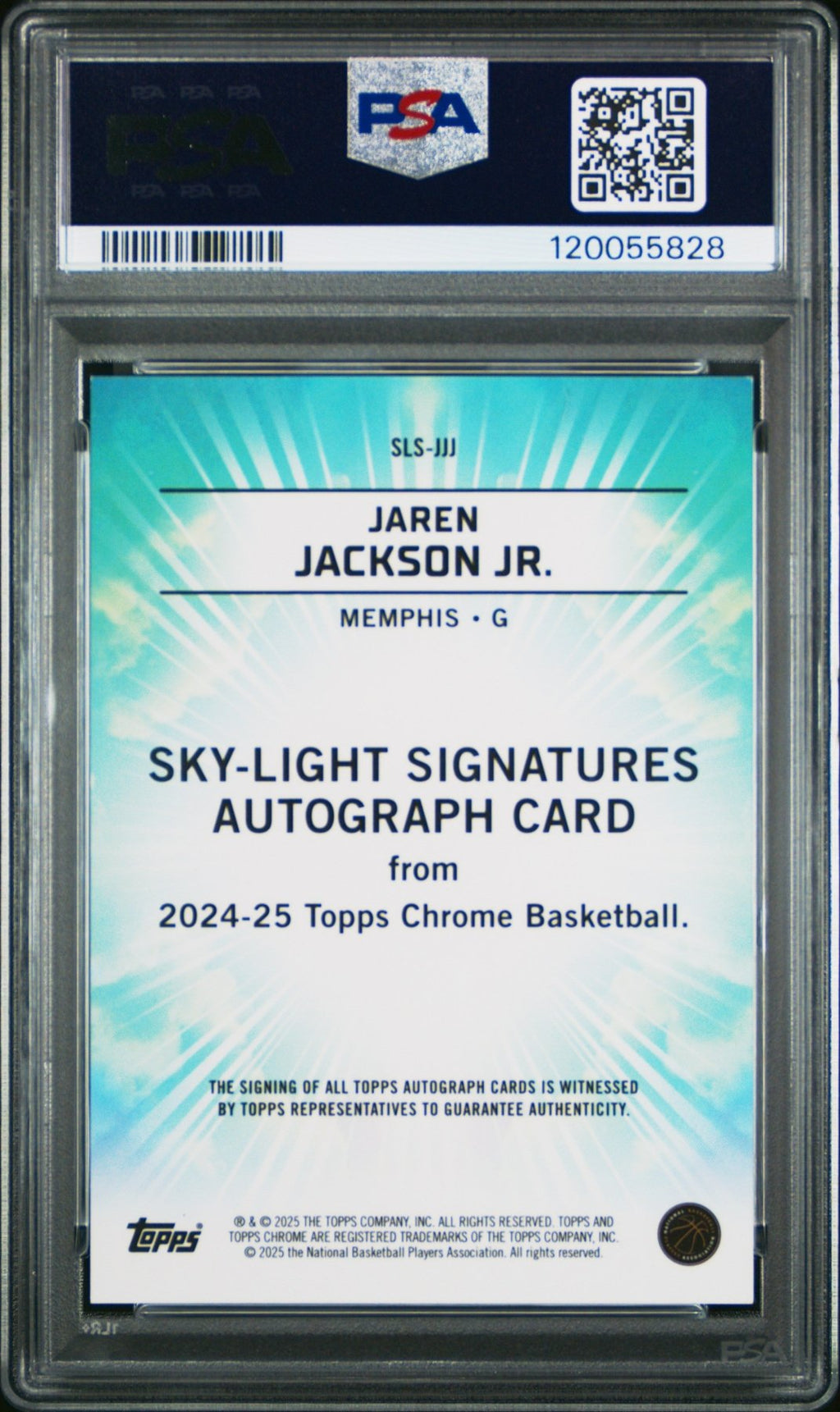 2024 - 25 Topps Chrome Jaren Jackson Jr. Orange Geometric /25 Sky Light Auto PSA 9Graded Sports Cards
