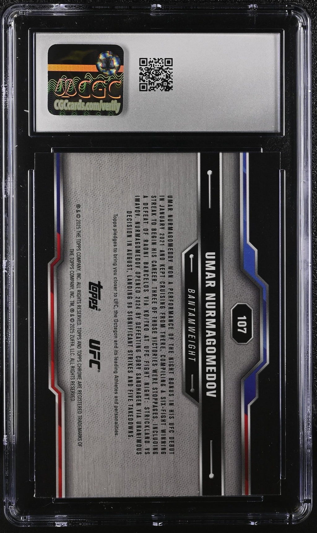 2025 Topps Chrome Sapphire UFC Umar Nurmagomedov 107 CGC 10Graded Sports Cards