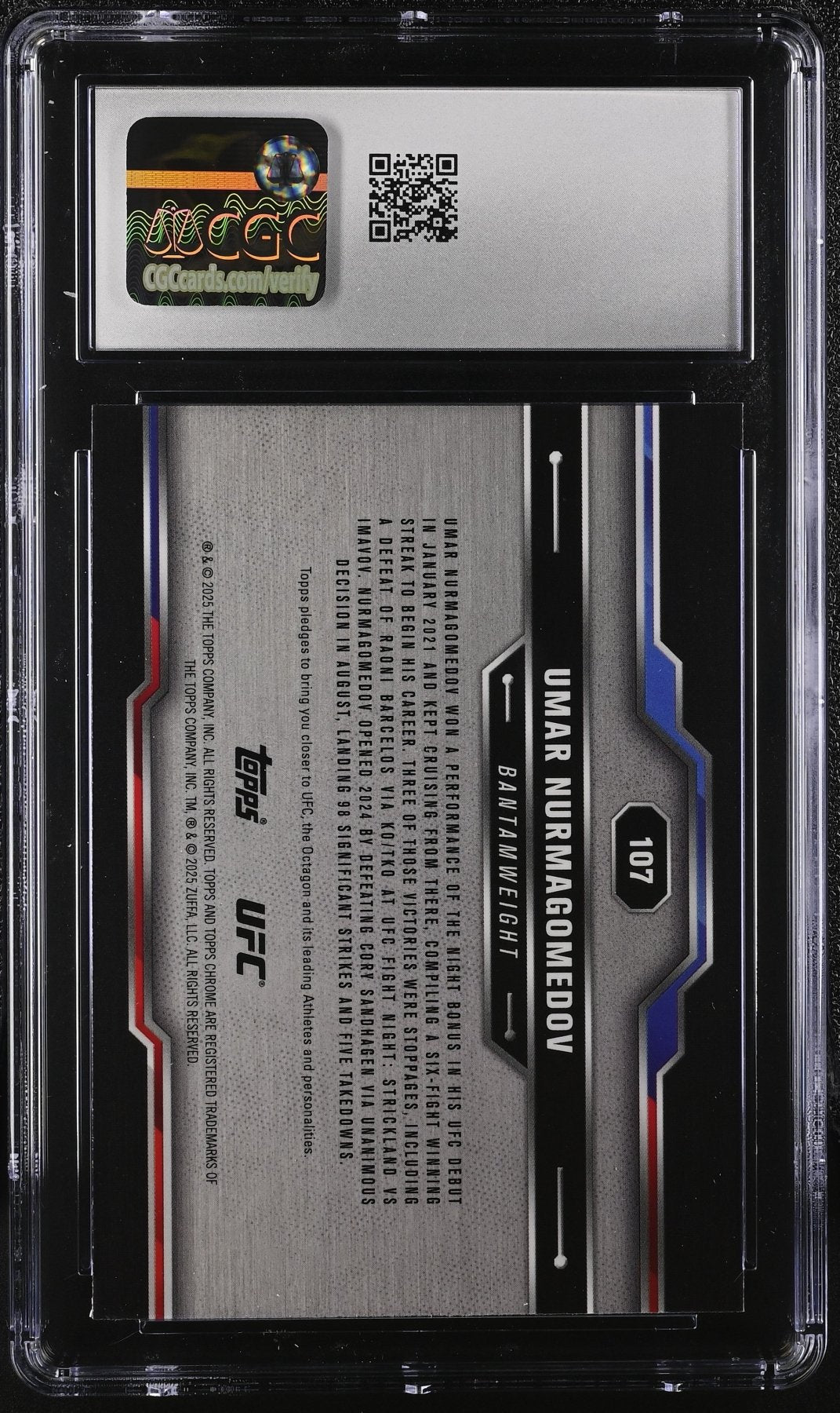 2025 Topps Chrome Sapphire UFC Umar Nurmagomedov 107 CGC 10Graded Sports Cards