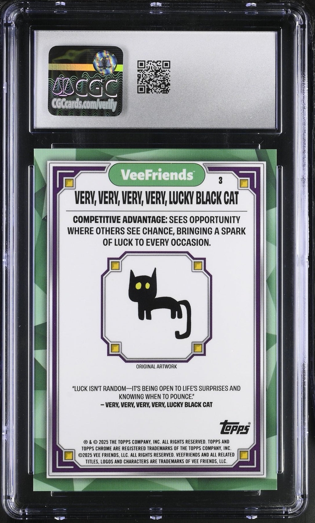 2025 Topps Veefriends Chrome VVVV Lucky Black Cat White Eyes 3 CGC 10Graded Non - Sports Cards