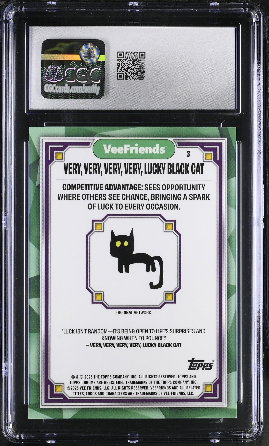 2025 Topps Veefriends Chrome VVVV Lucky Black Cat White Eyes 3 CGC 10Graded Non - Sports Cards