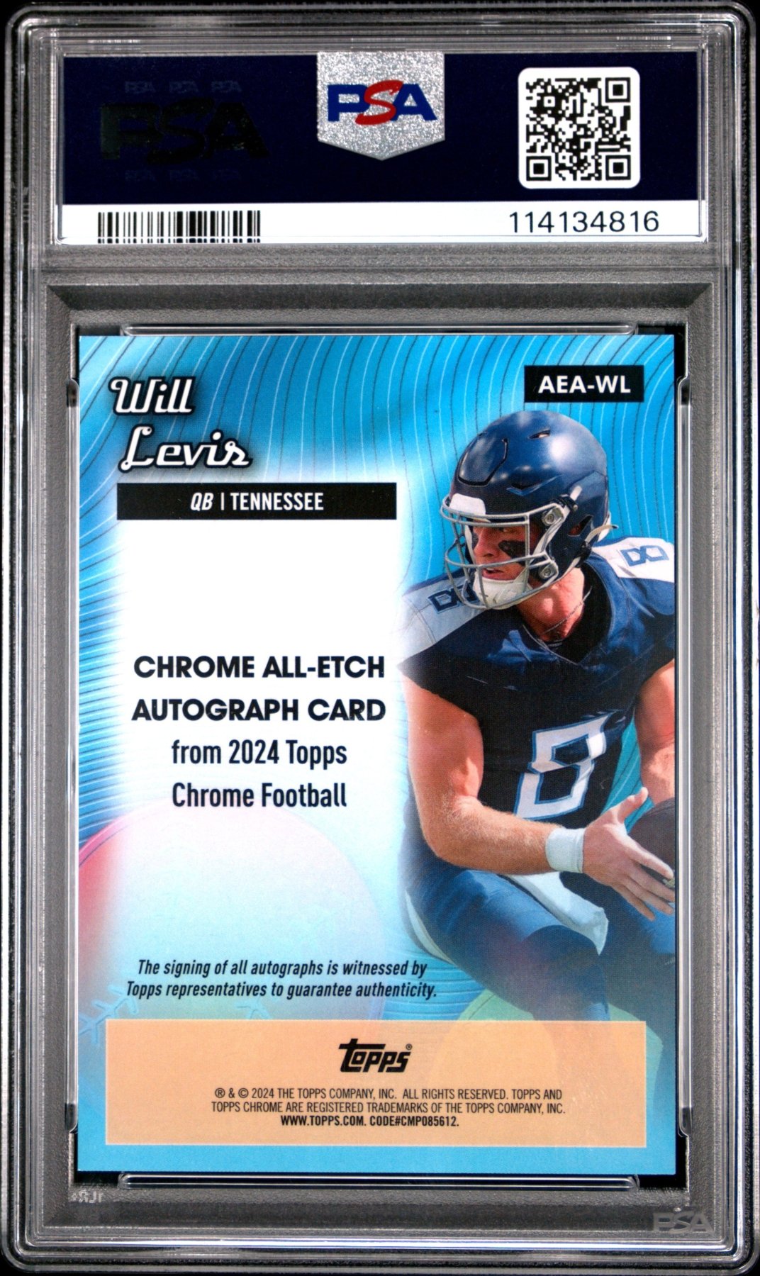 2024 Topps Chrome All - Etch Auto Will Levis AEA - WL Blue Refractor 053/150 PSA 9Graded Sports Cards