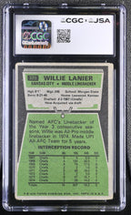 1975 Topps Football Willie Lanier 325 Hand Signed Auto CGC 2 Auto 10Graded Sports Cards