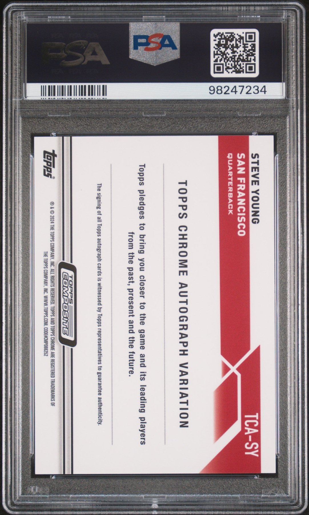 2023 Topps Composite Topps Chrome Auto Steve Young #TCA-SY Gold 30/50 PSA 9 Secondary image