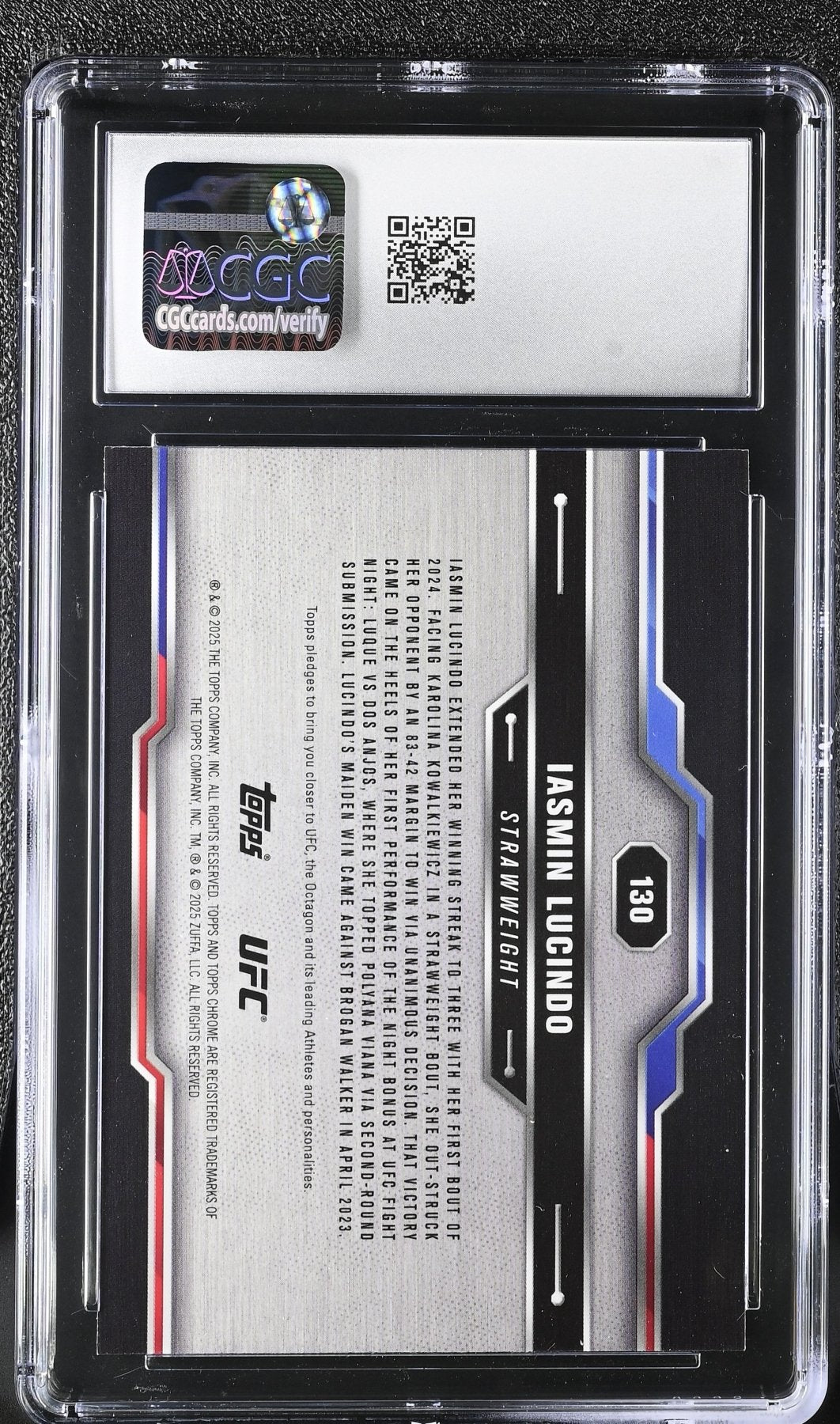 2025 Topps Chrome Sapphire UFC Iasmin Lucindo 130 Green CGC 10Graded Sports Cards