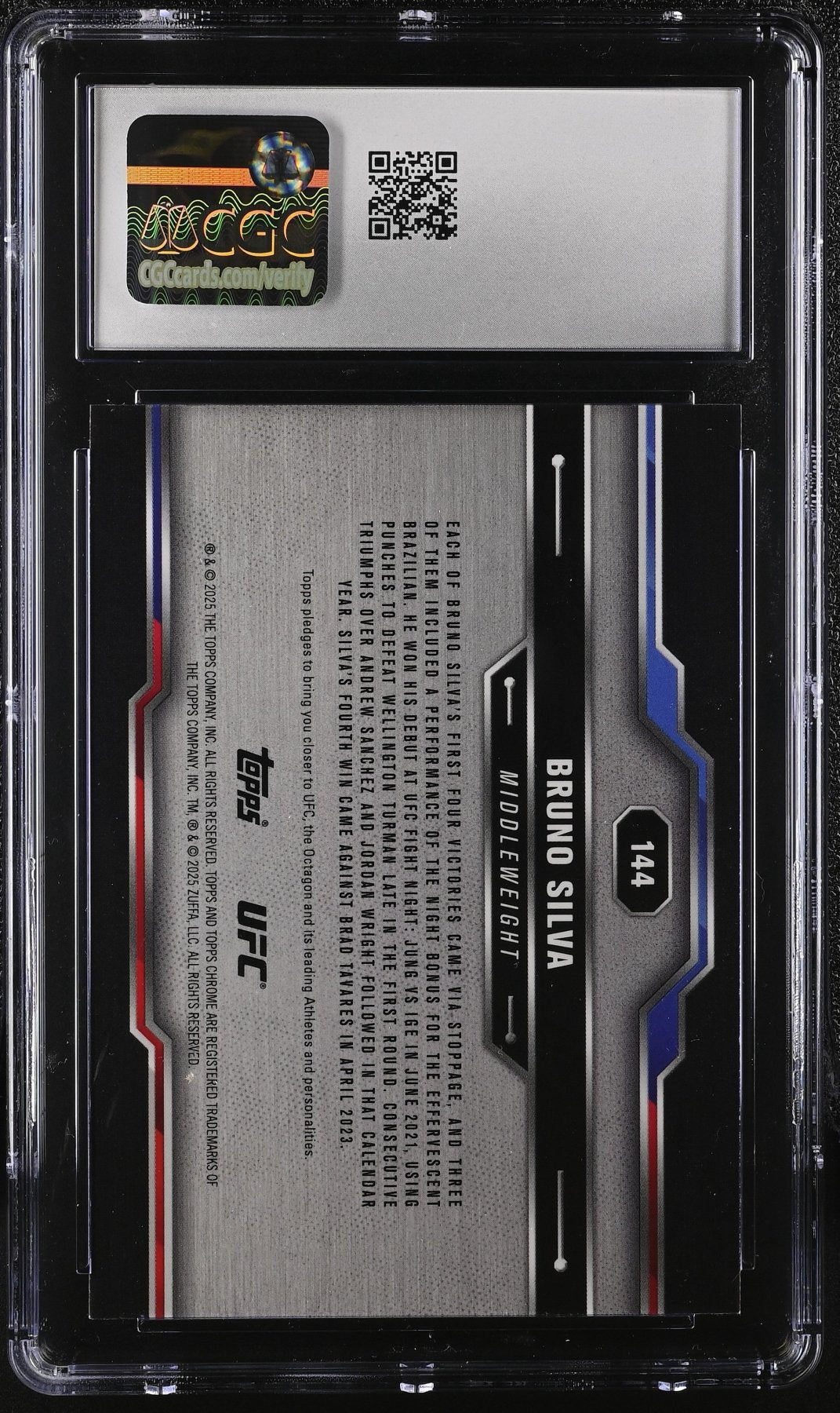 2025 Topps Chrome Sapphire UFC Bruno Silva 144 CGC 10Graded Sports Cards