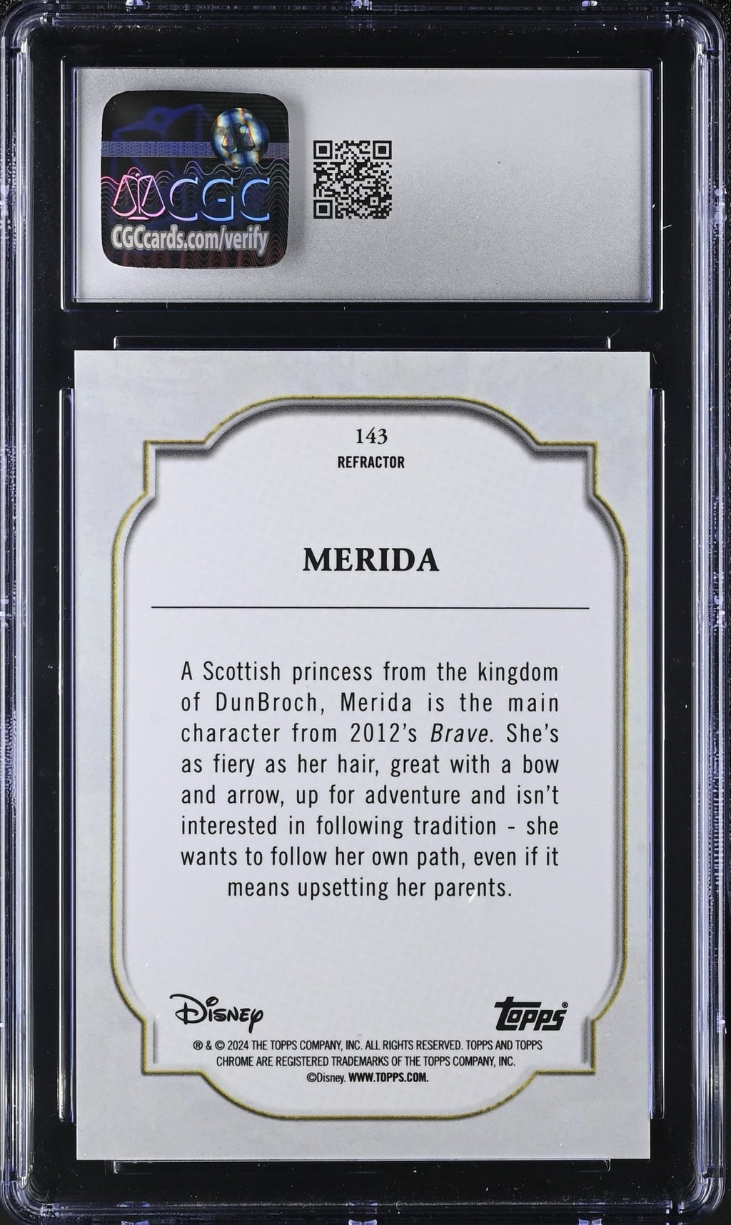 2024 Topps Chrome Disney Merida Refractor 143 CGC 9Non - Sports Cards