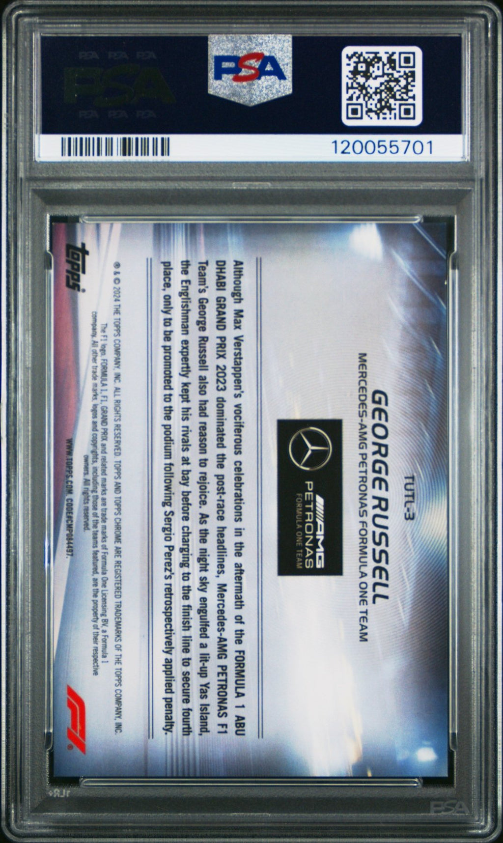 2024 Topps Chrome Formula 1 Turn Up The Lights George Russell TUTL - 3 PSA 8Graded Sports Cards