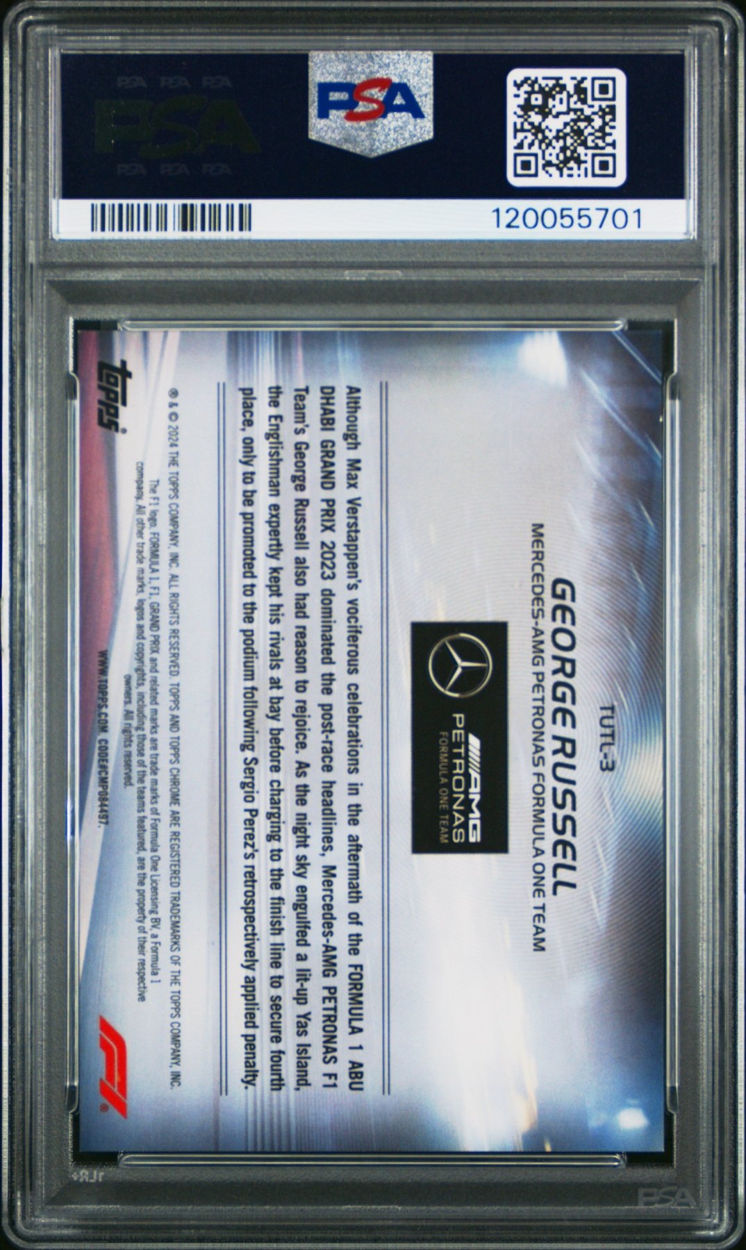 2024 Topps Chrome Formula 1 Turn Up The Lights George Russell TUTL - 3 PSA 8Graded Sports Cards