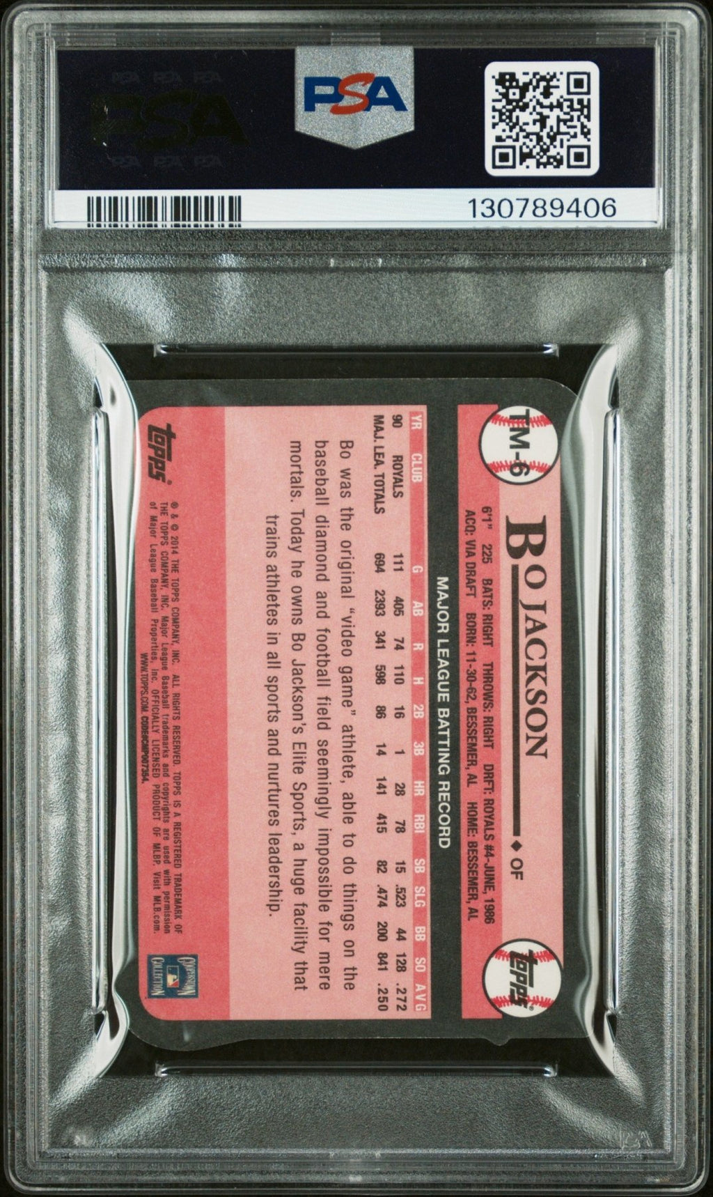 2014 Topps Baseball 1989 Mini Die - Cut Bo Jackson TM - 6 PSA 9Graded Sports Cards