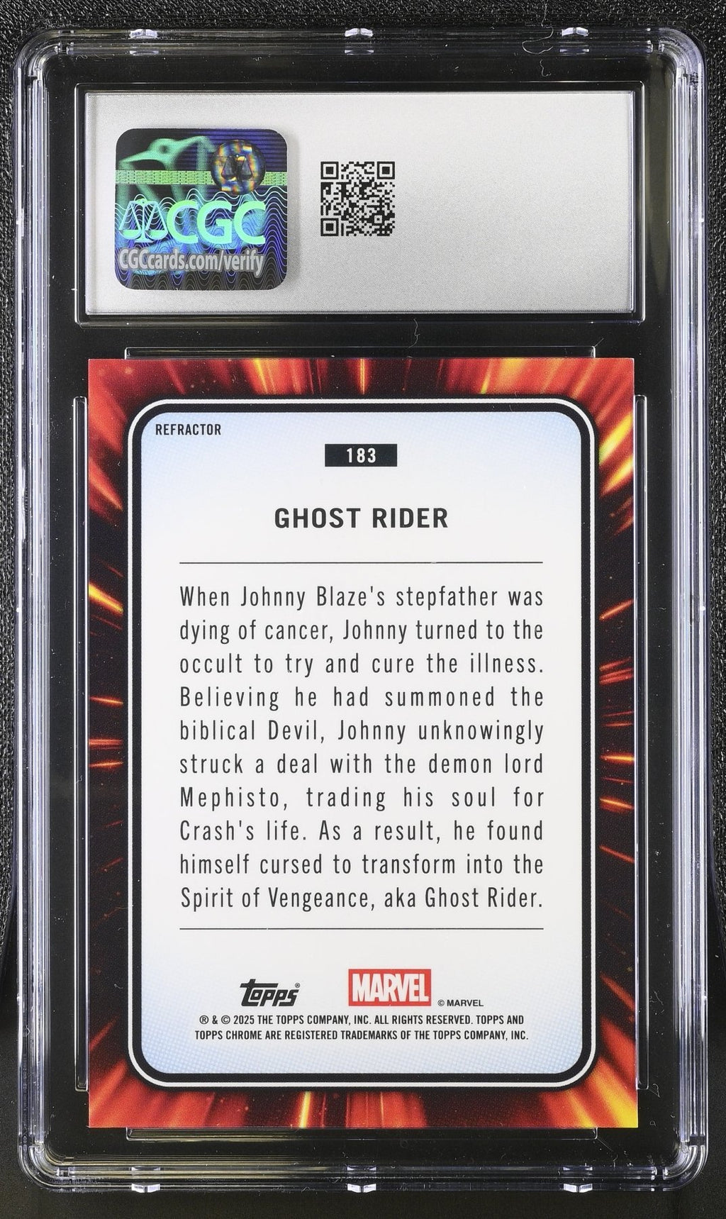 2025 Topps Marvel Chrome Ghost Rider Refractor 183 CGC 8.5Graded Non - Sports Cards