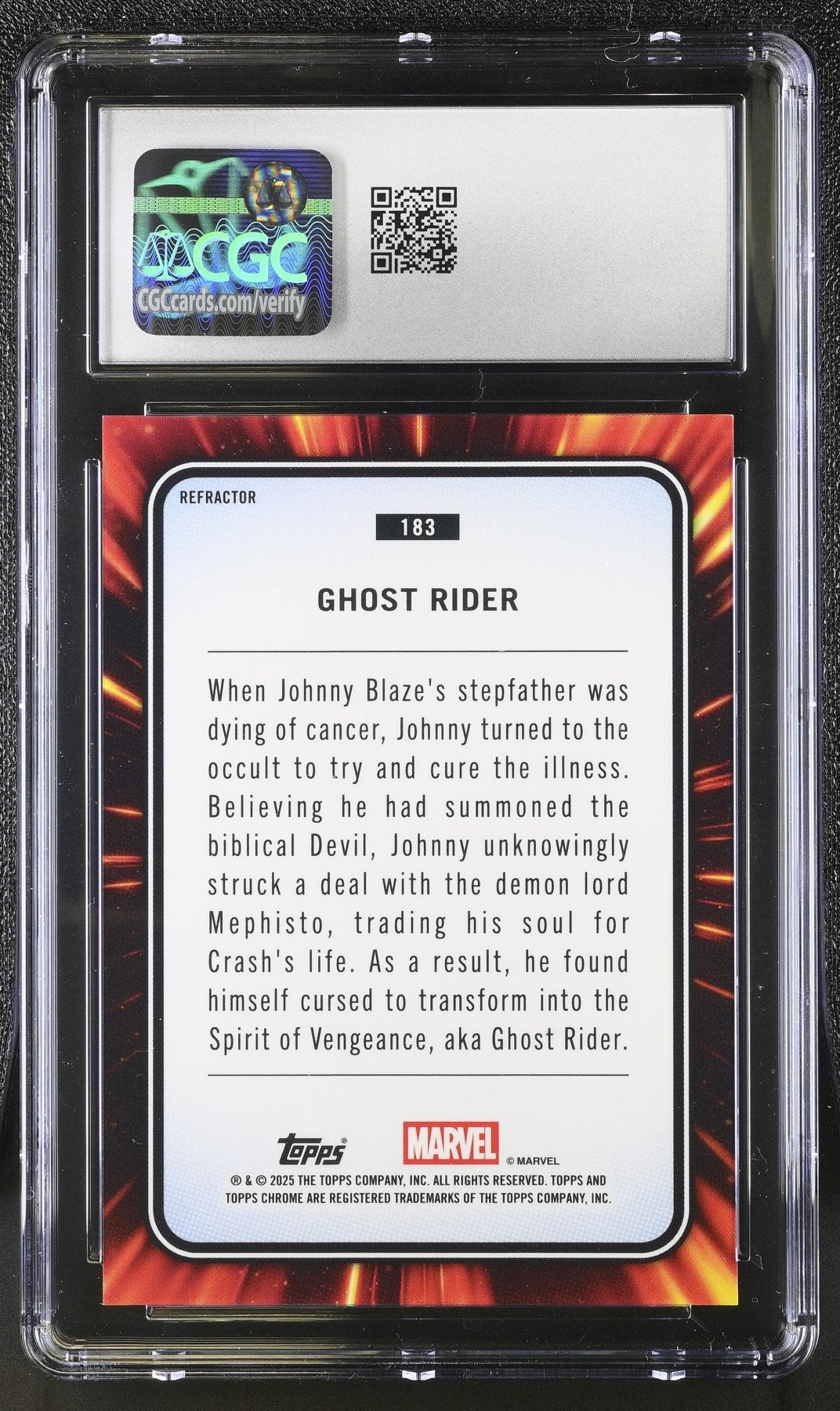 2025 Topps Marvel Chrome Ghost Rider Refractor 183 CGC 8.5Graded Non - Sports Cards