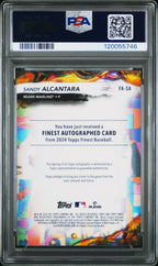 2024 Topps Finest Sandy Alcantara FA - SA Green Refractor Auto 07/75 PSA 9Graded Sports Cards