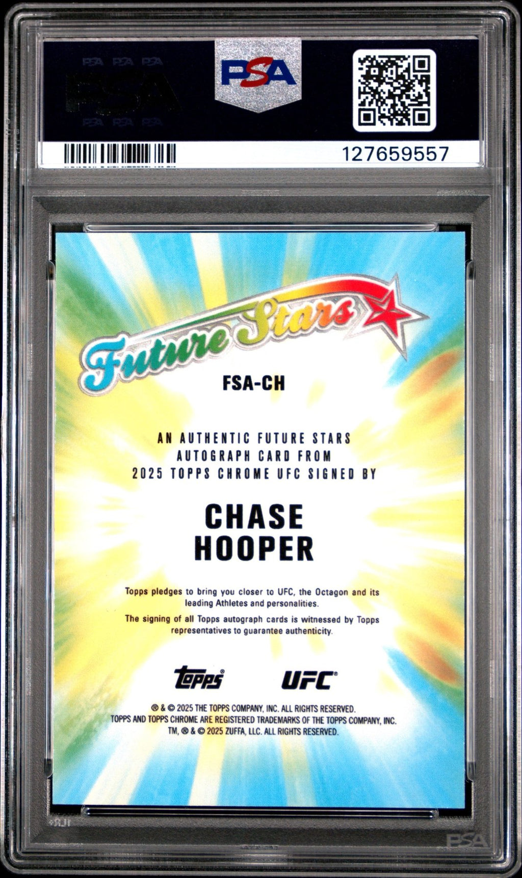 2025 Topps Chrome UFC Future Stars Auto Chase Hooper FSA - CH Green 66/99 PSA 9Graded Sports Cards