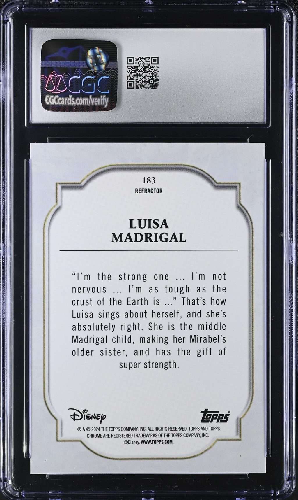 2024 Topps Chrome Disney Luisa Madrigal Refractor 183 CGC 9Non - Sports Cards