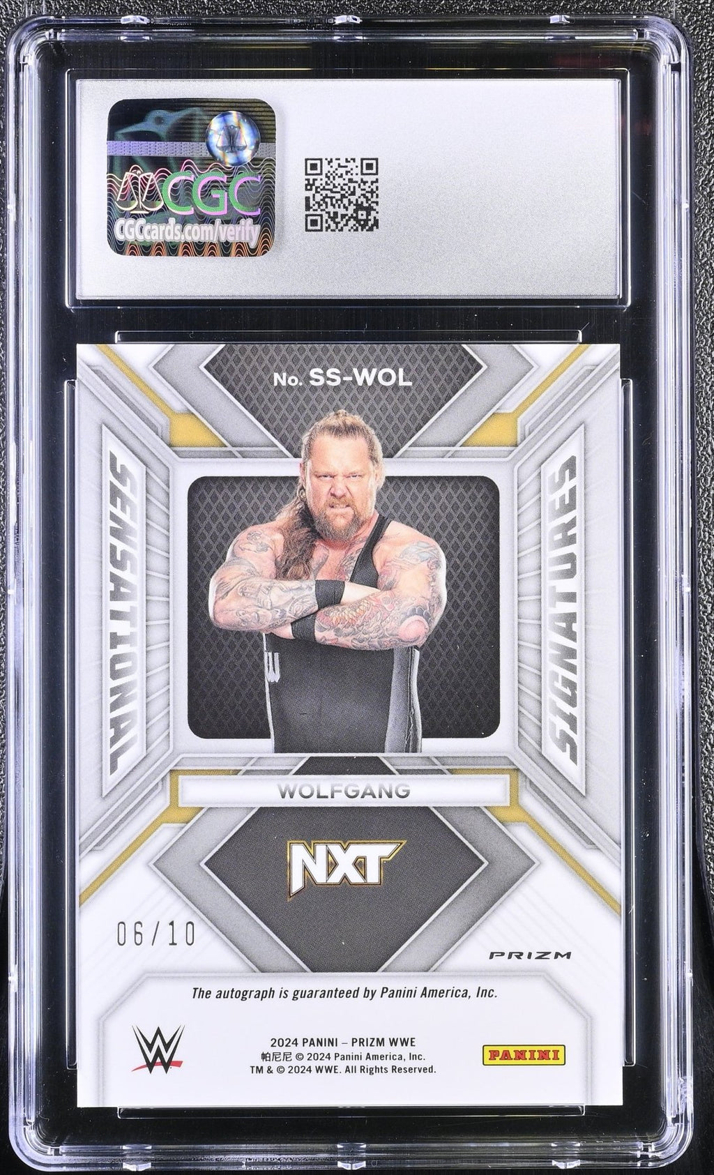 2024 Panini Prizm WWE Wolfgang SS - WOL Gold /10 Sensational Auto CGC 9.5 Auto 10Graded Sports Cards