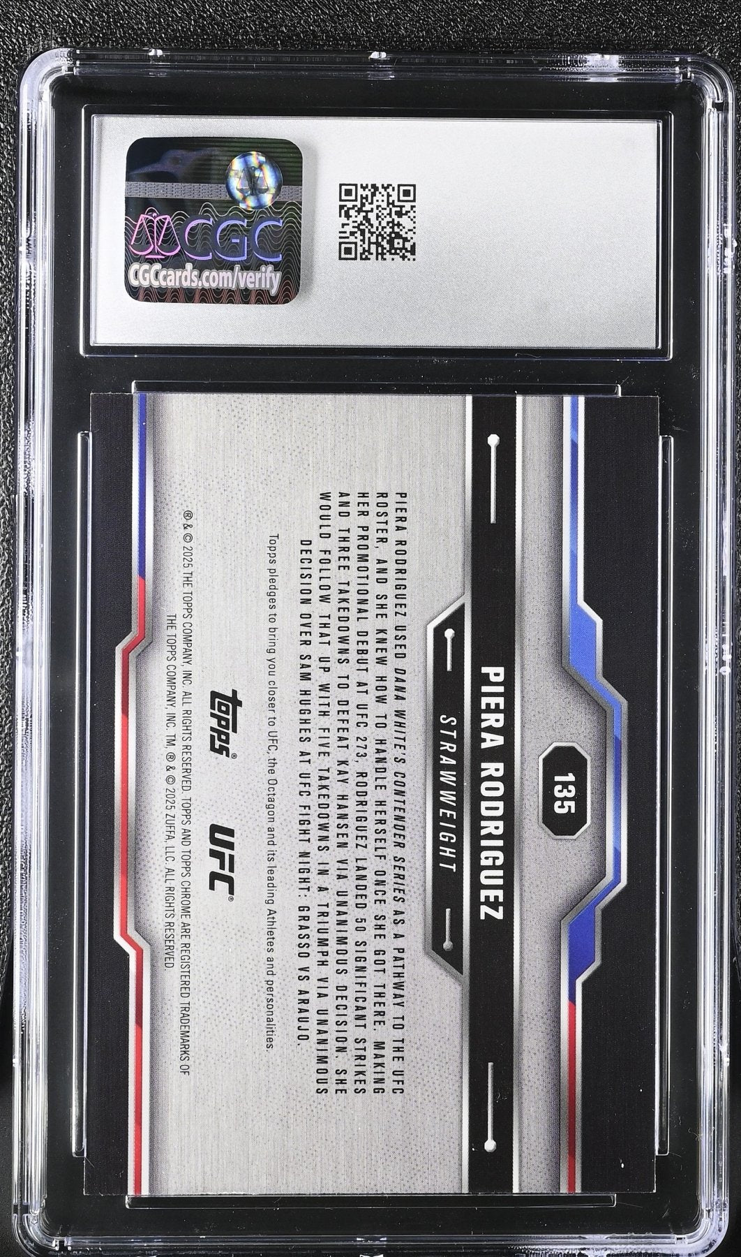 2025 Topps Chrome Sapphire UFC Piera Rodriguez 135 Green 43/75 CGC 8.5Graded Sports Cards