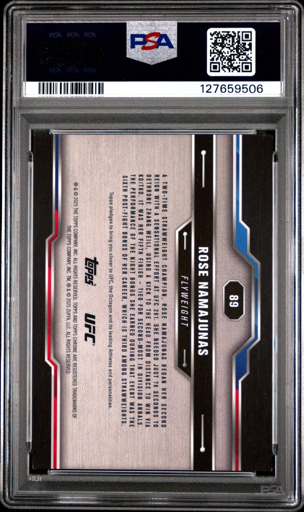 2025 Topps Chrome UFC Rose Namajunas 89 Gold Refractor 18/50 PSA 9Graded Sports Cards