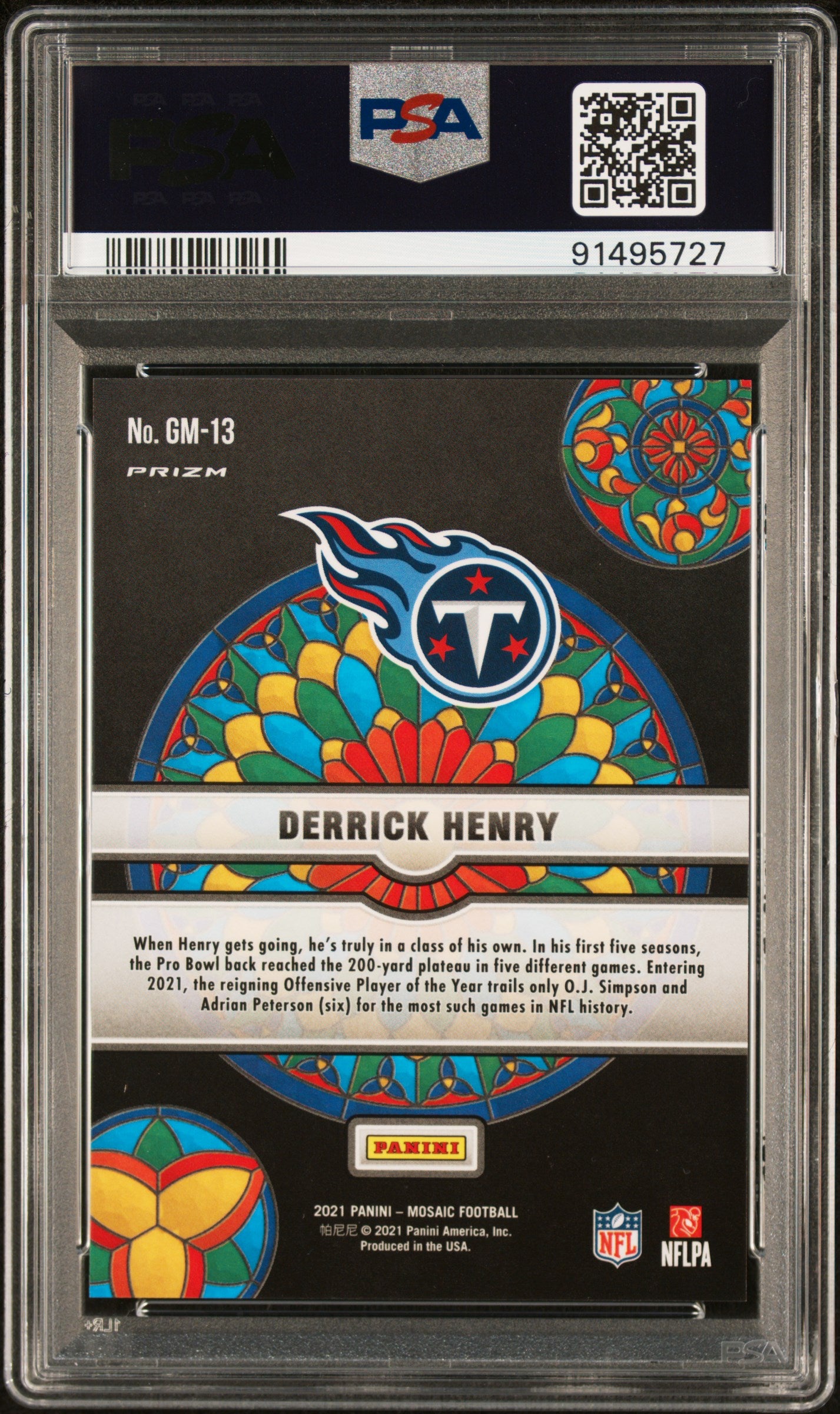 2021 Panini Mosaic Glass Mosaic Derrick Henry #GM-13 SSP PSA 10