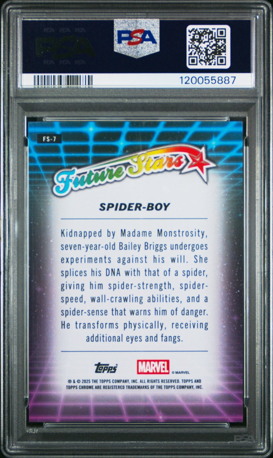 2025 Topps Chrome Marvel Future Stars Spider - Boy FS7 PSA 9Graded Non - Sports Cards