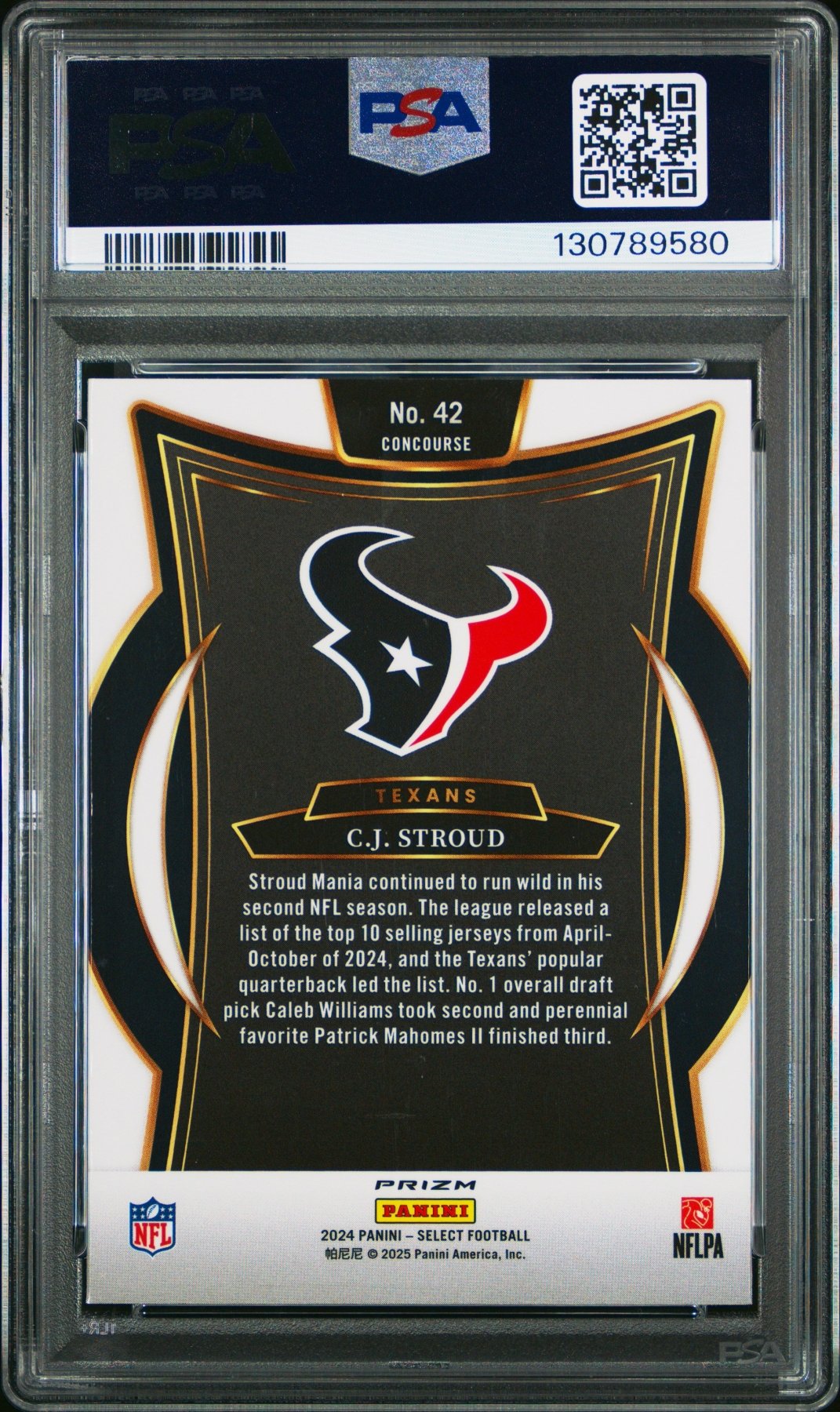 2024 Panini Select CJ Stroud 42 Zebra Shock Prizm SSP PSA 9Graded Sports Cards