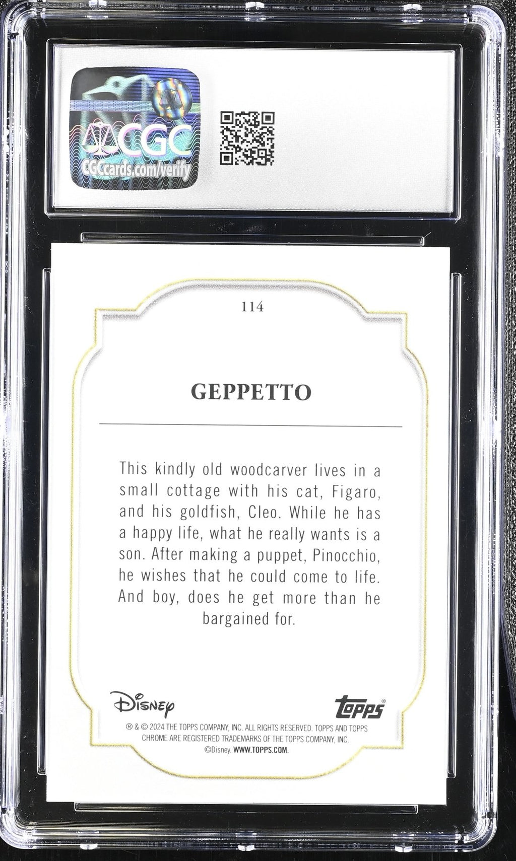 2024 Topps Disney Chrome Sapphire Geppetto 114 CGC 10Graded Non - Sports Cards