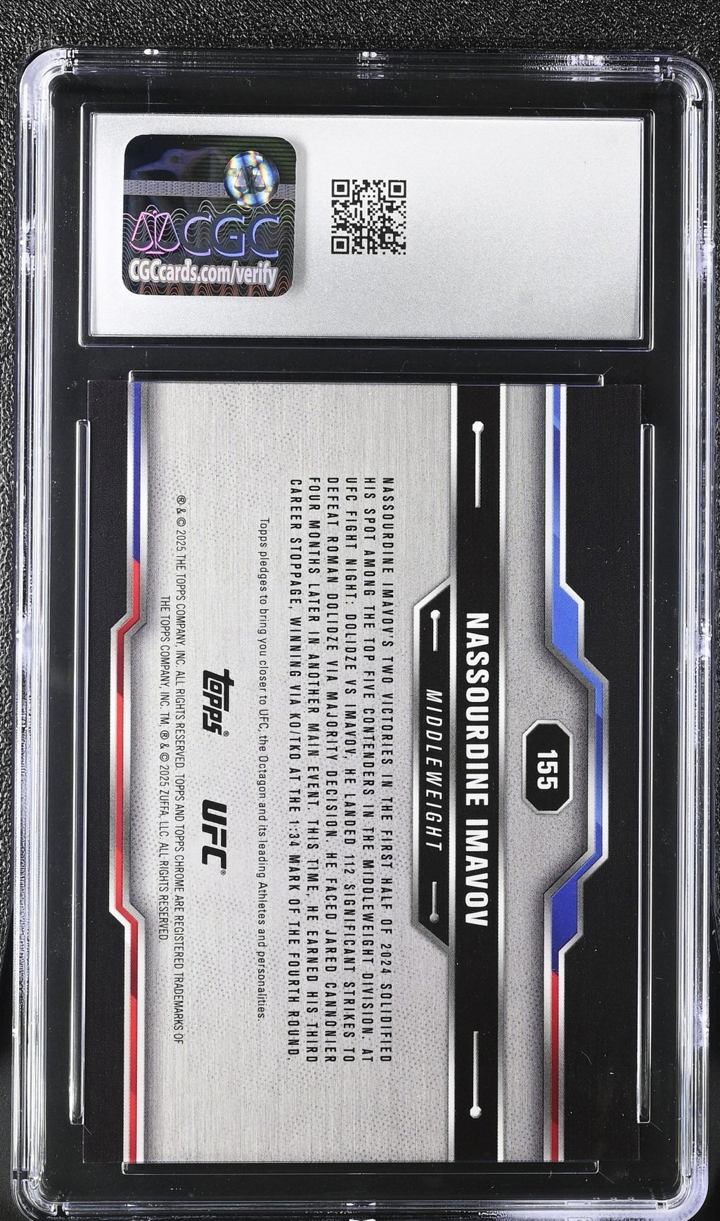 2025 Topps Chrome Sapphire UFC Nassourdine Imavov 155 Gold 11/50 CGC 10Graded Sports Cards