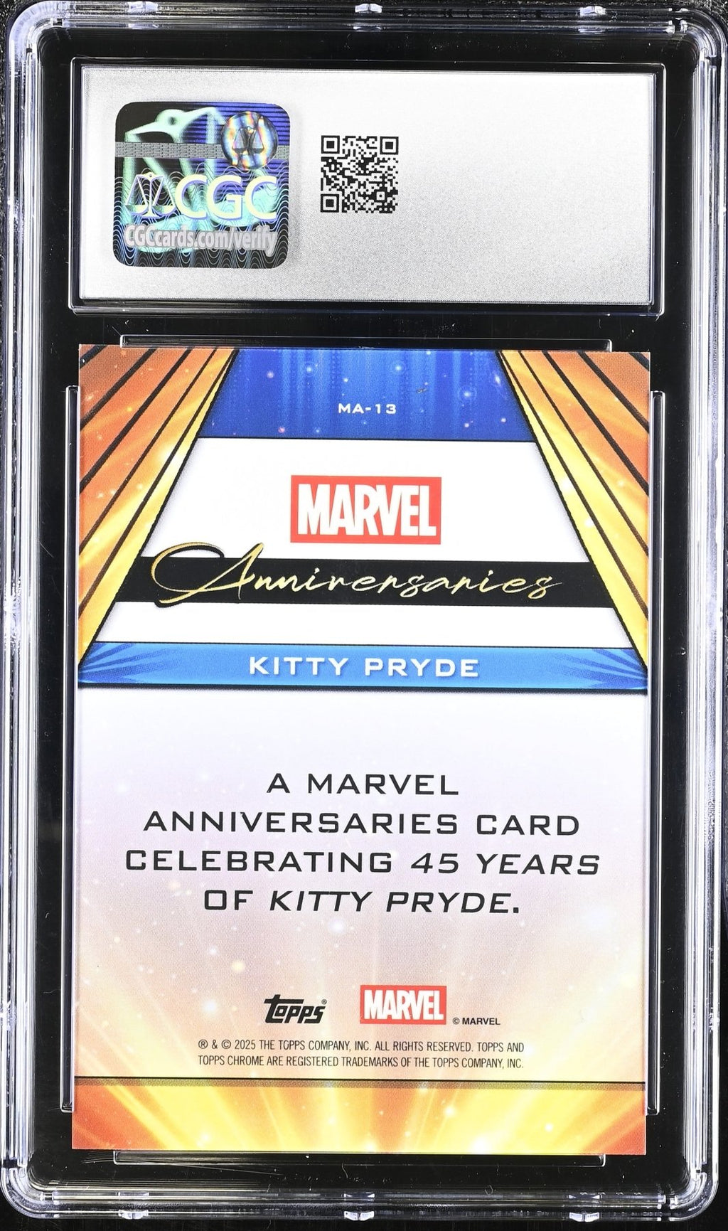 2025 Topps Marvel Chrome Kitty Pryde Marvel Anniversaries MA - 13 CGC 10Graded Non - Sports Cards