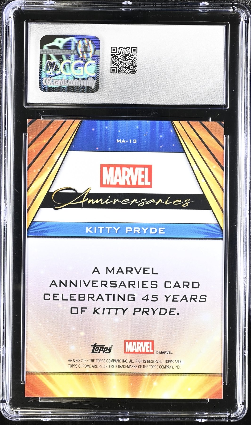 2025 Topps Marvel Chrome Kitty Pryde Marvel Anniversaries MA - 13 CGC 10Graded Non - Sports Cards