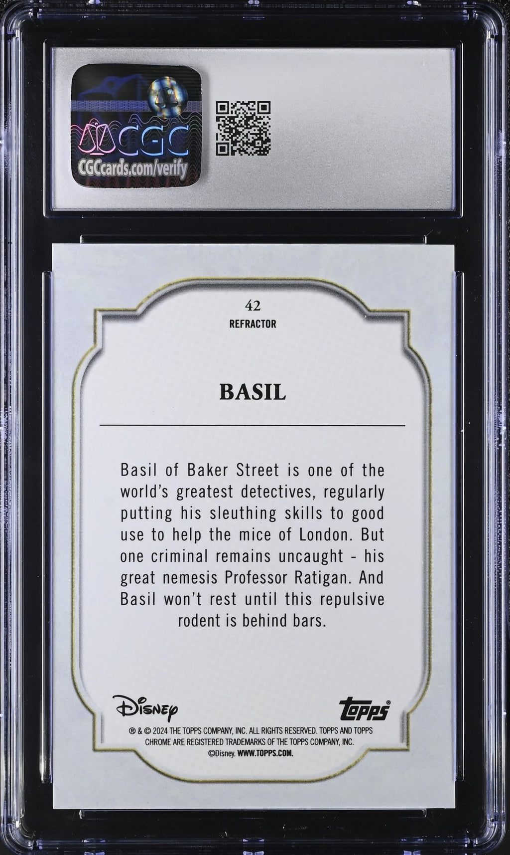 2024 Topps Chrome Disney Basil Refractor 42 CGC 8.5Non - Sports Cards
