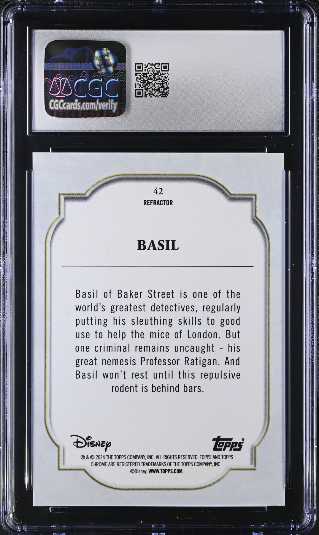 2024 Topps Chrome Disney Basil Refractor 42 CGC 8.5Non - Sports Cards